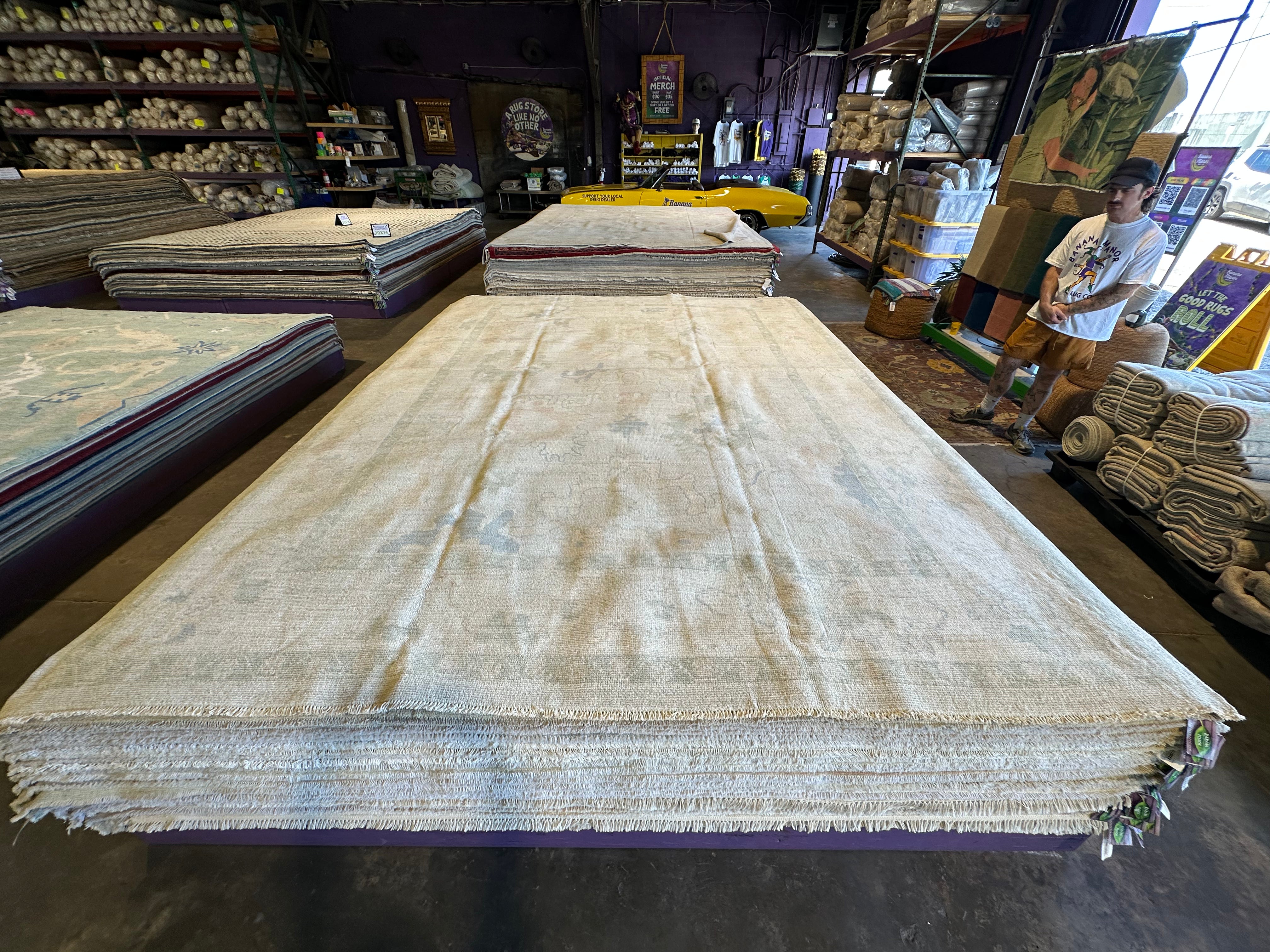 Amanda Fix 8.10x11.10 Grey Green Whitewashed Afghani Oushak Rug
