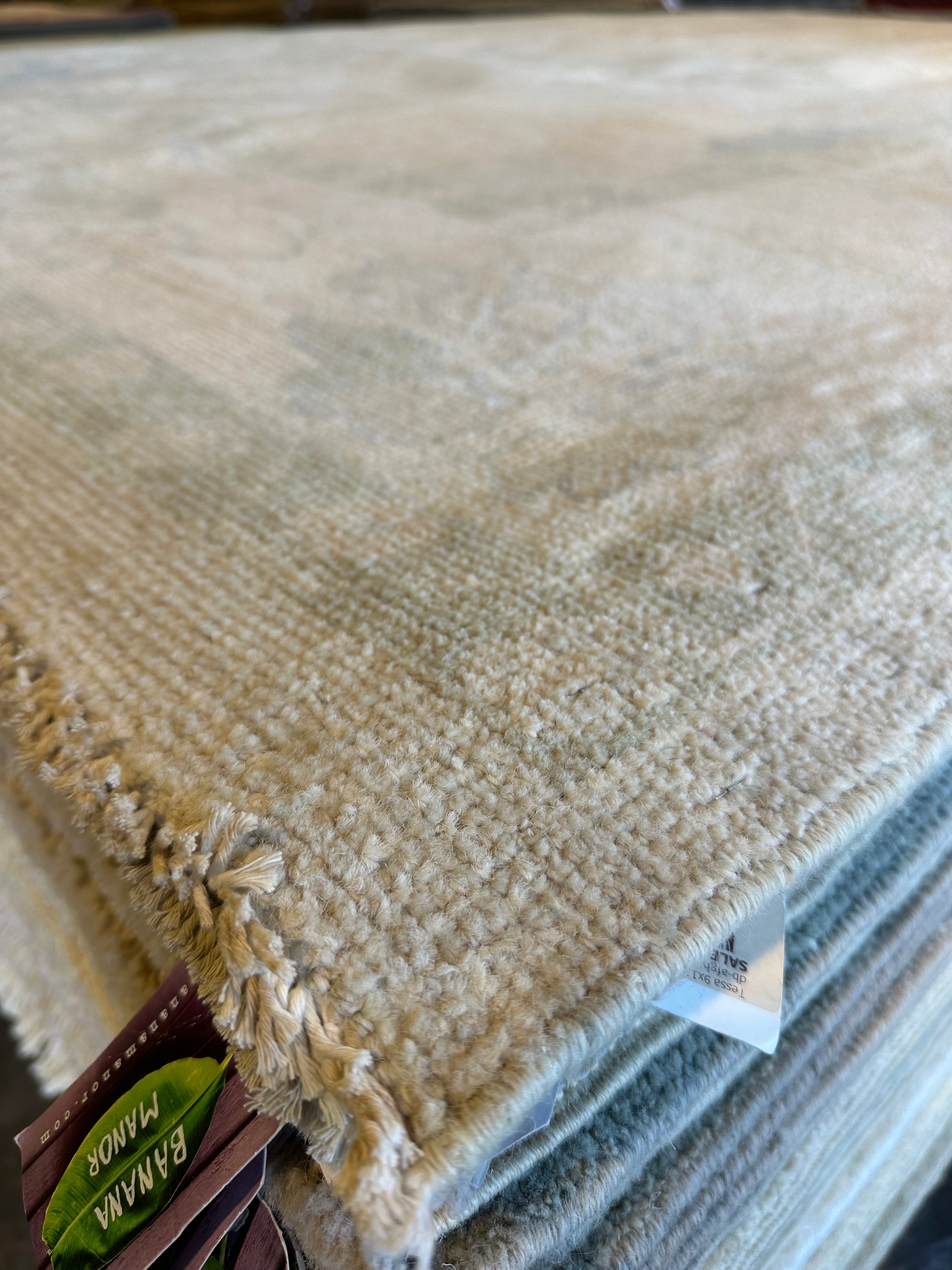 Amanda Fix 8.10x11.10 Grey Green Whitewashed Afghani Oushak Rug