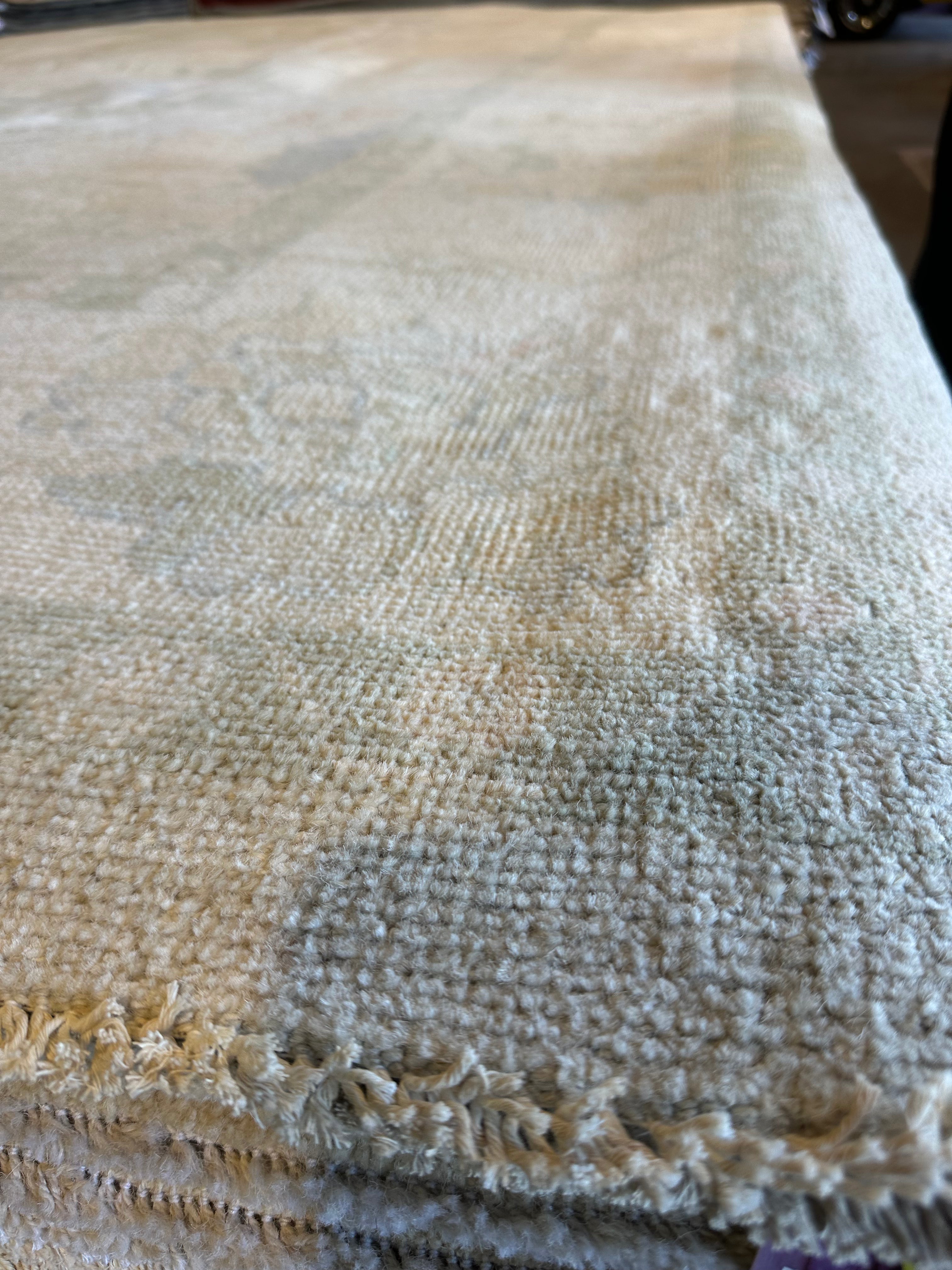 Amanda Fix 8.10x11.10 Grey Green Whitewashed Afghani Oushak Rug