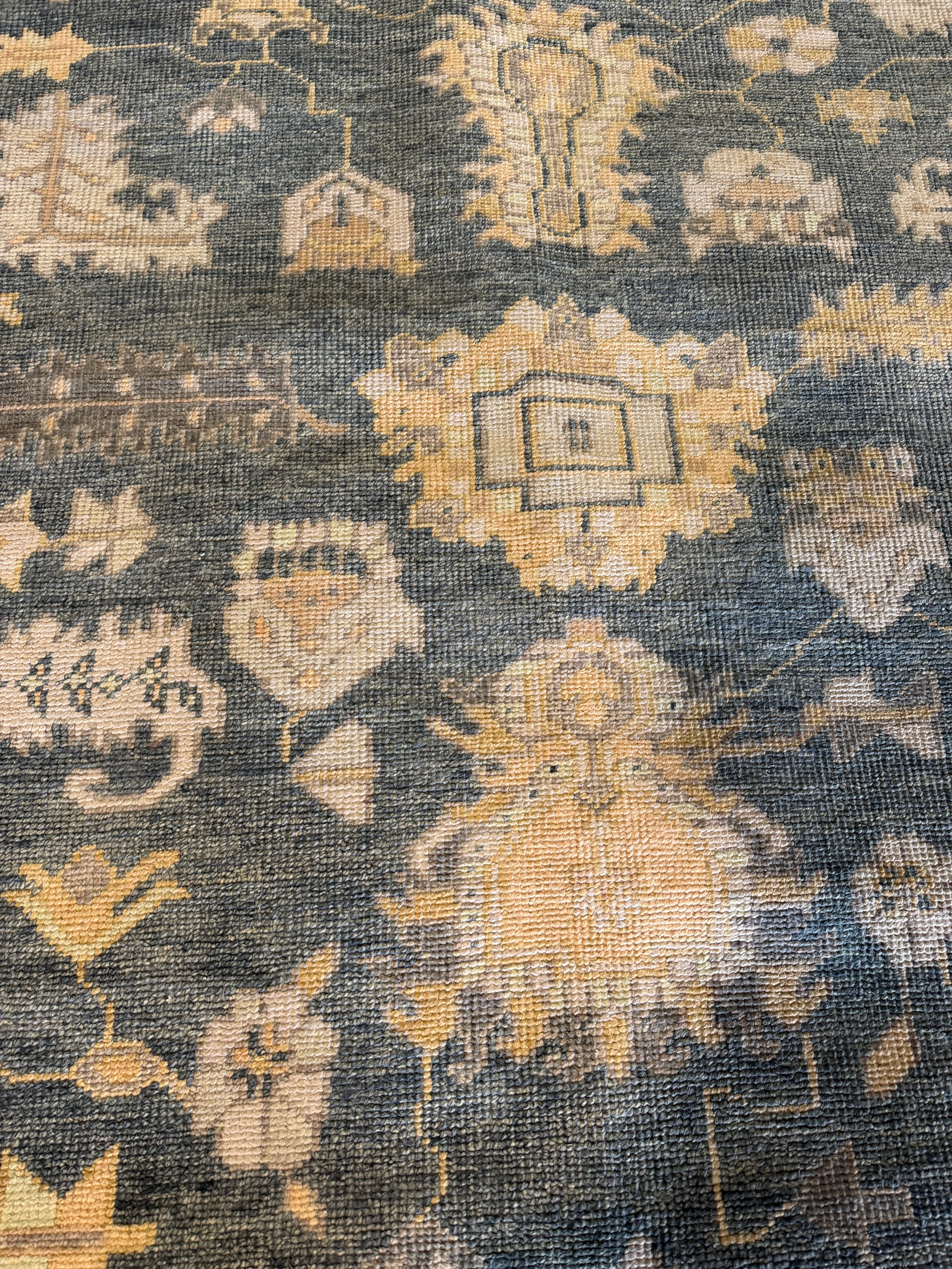 Florence Knoll 8x10 Blue Hand-Knotted Oushak Rug