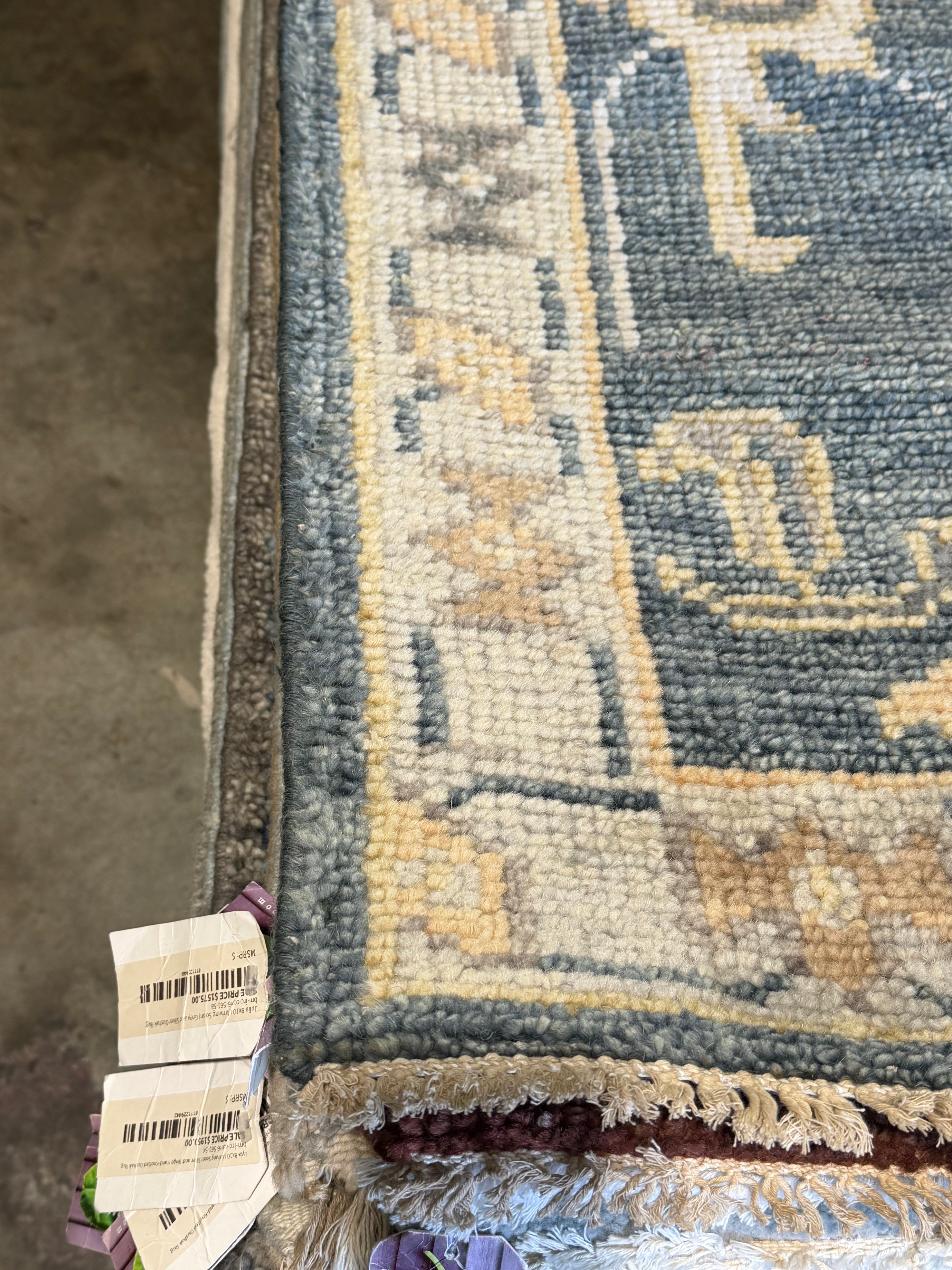 Florence Knoll 8x10 Blue Hand-Knotted Oushak Rug