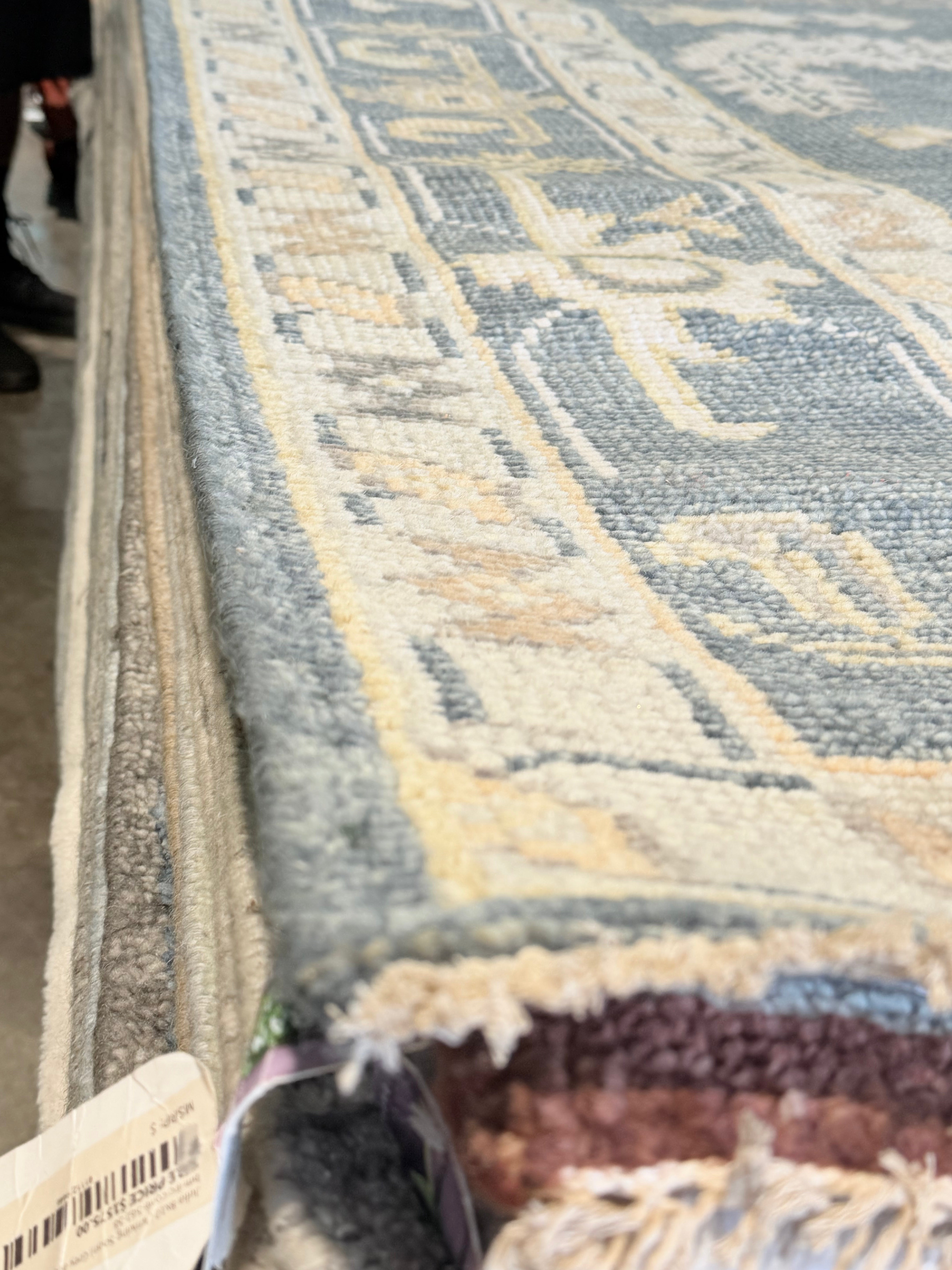 Florence Knoll 8x10 Blue Hand-Knotted Oushak Rug