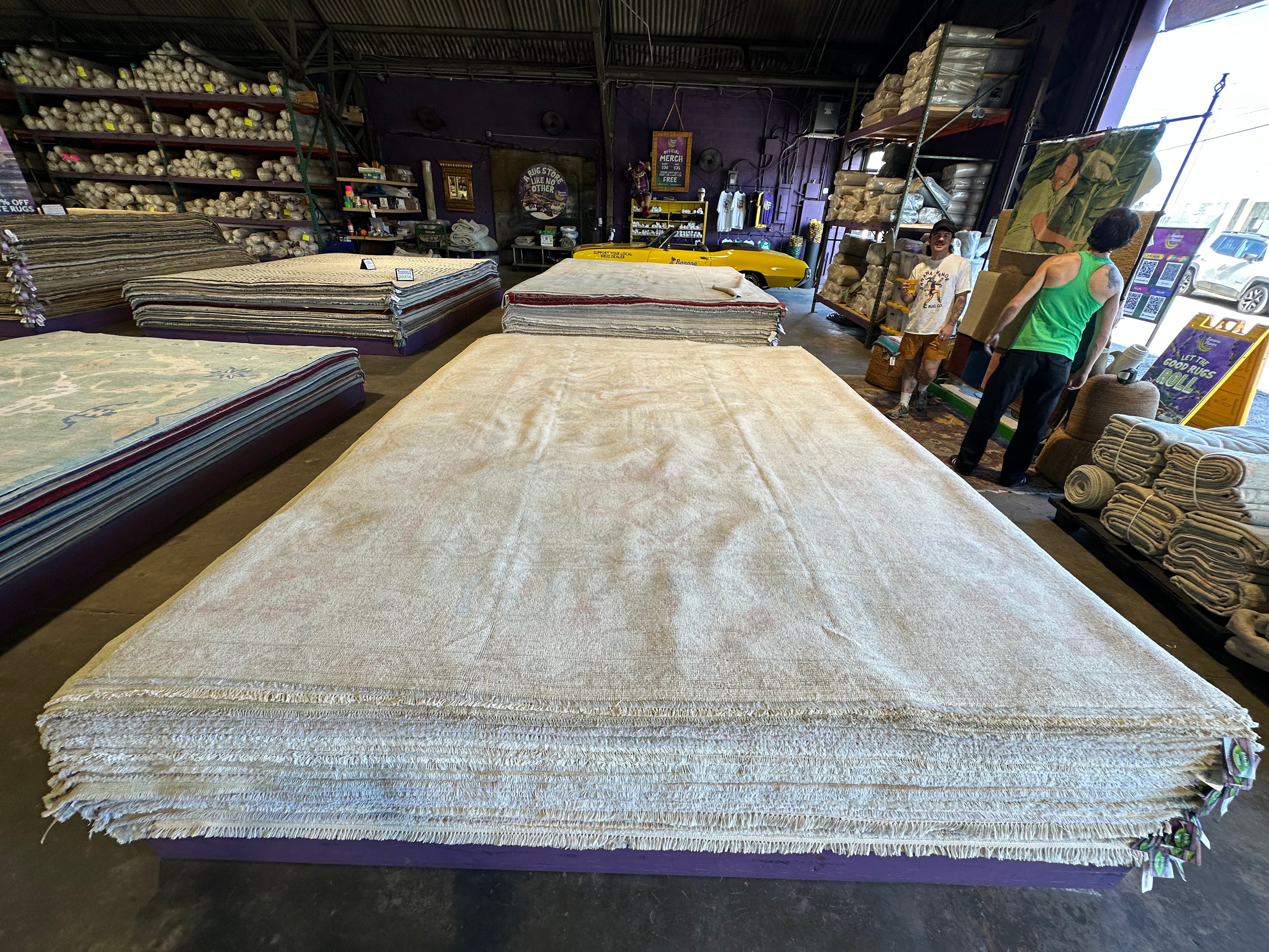 Norah 8.8x11.6 Cream Pink Whitewashed Afghani Oushak Rug
