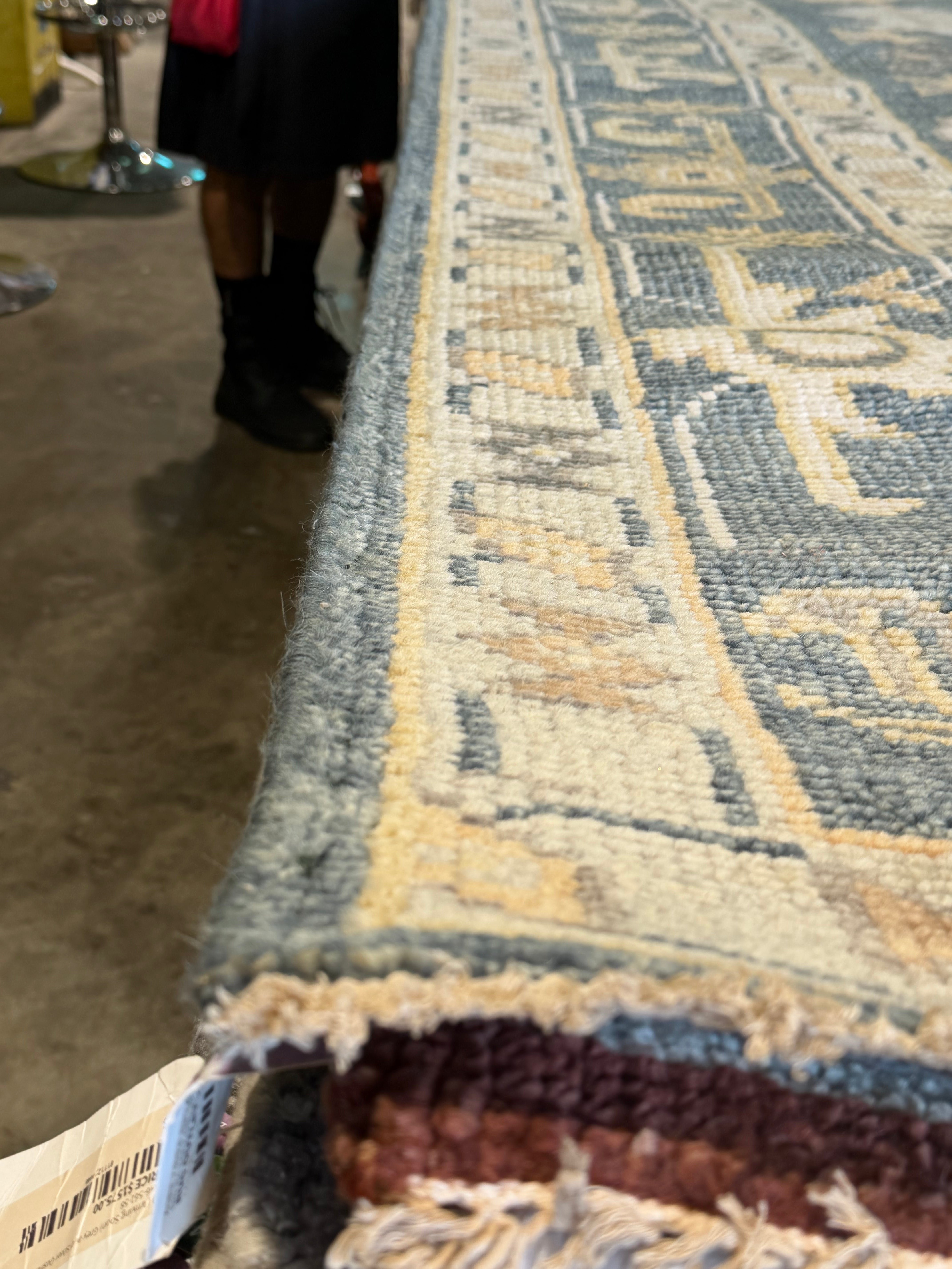 Florence Knoll 8x10 Blue Hand-Knotted Oushak Rug