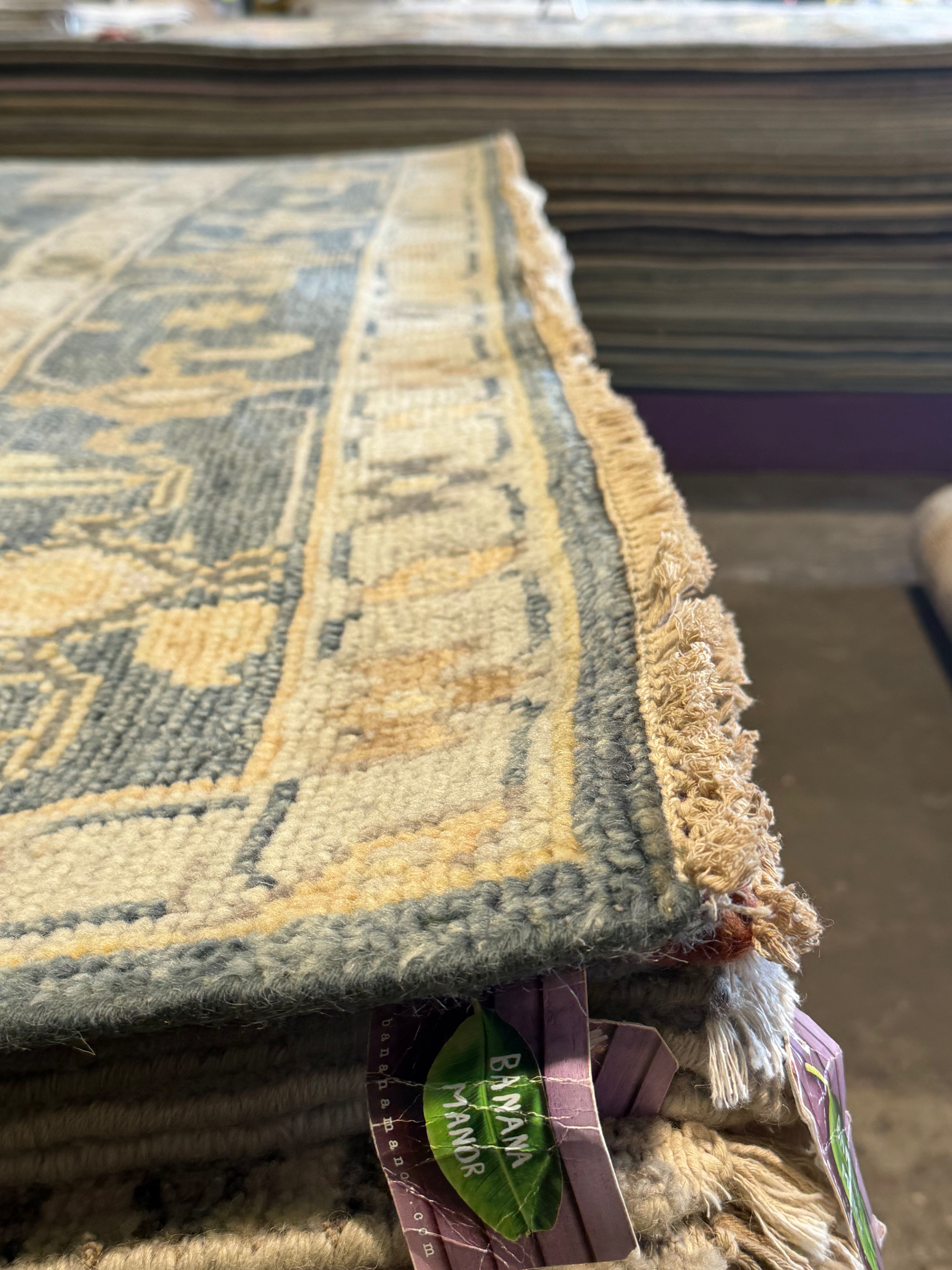 Florence Knoll 8x10 Blue Hand-Knotted Oushak Rug