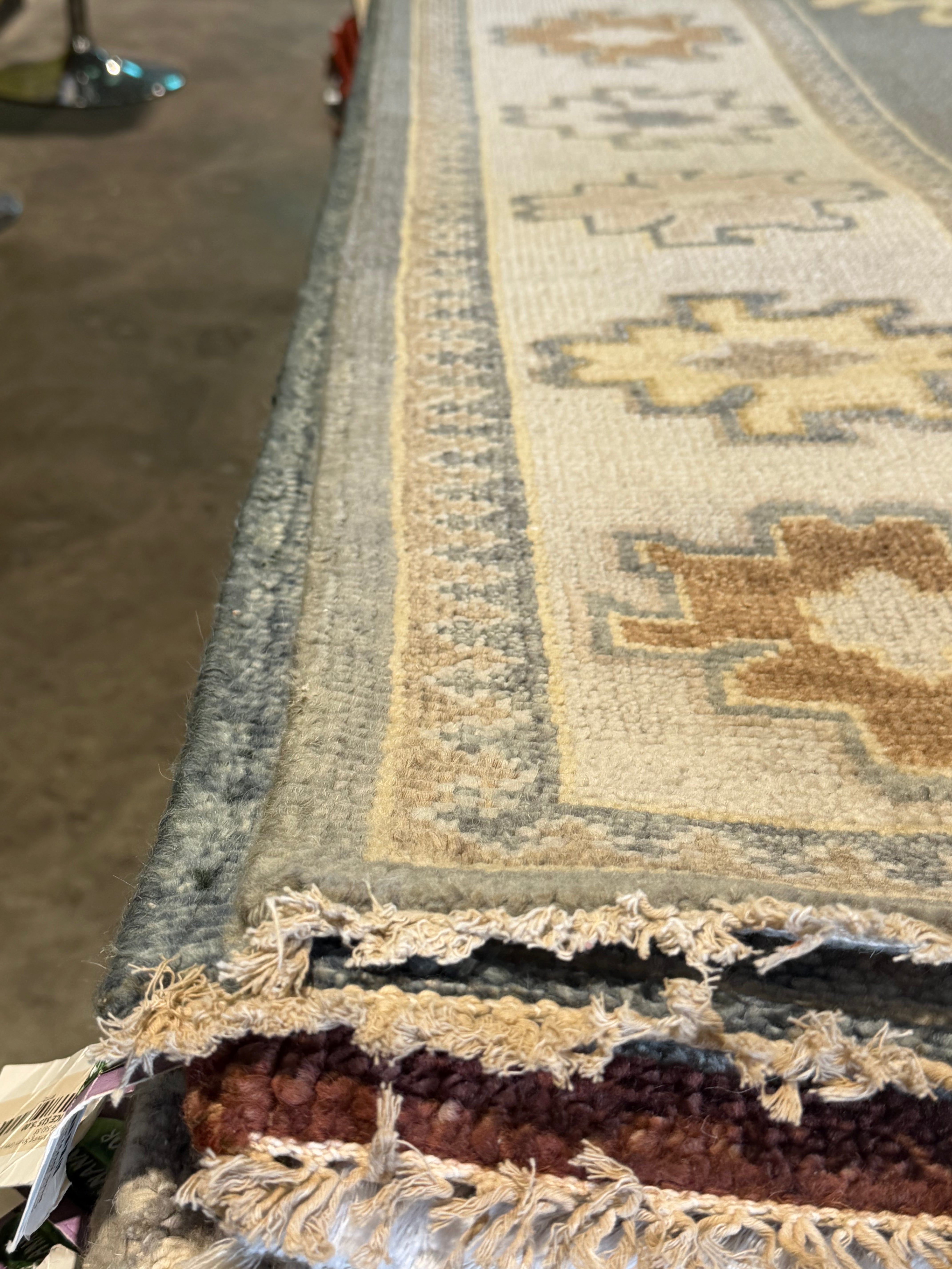 Dvira Ovadia 8x10 Grey and Tan Hand-Knotted Oushak Rug