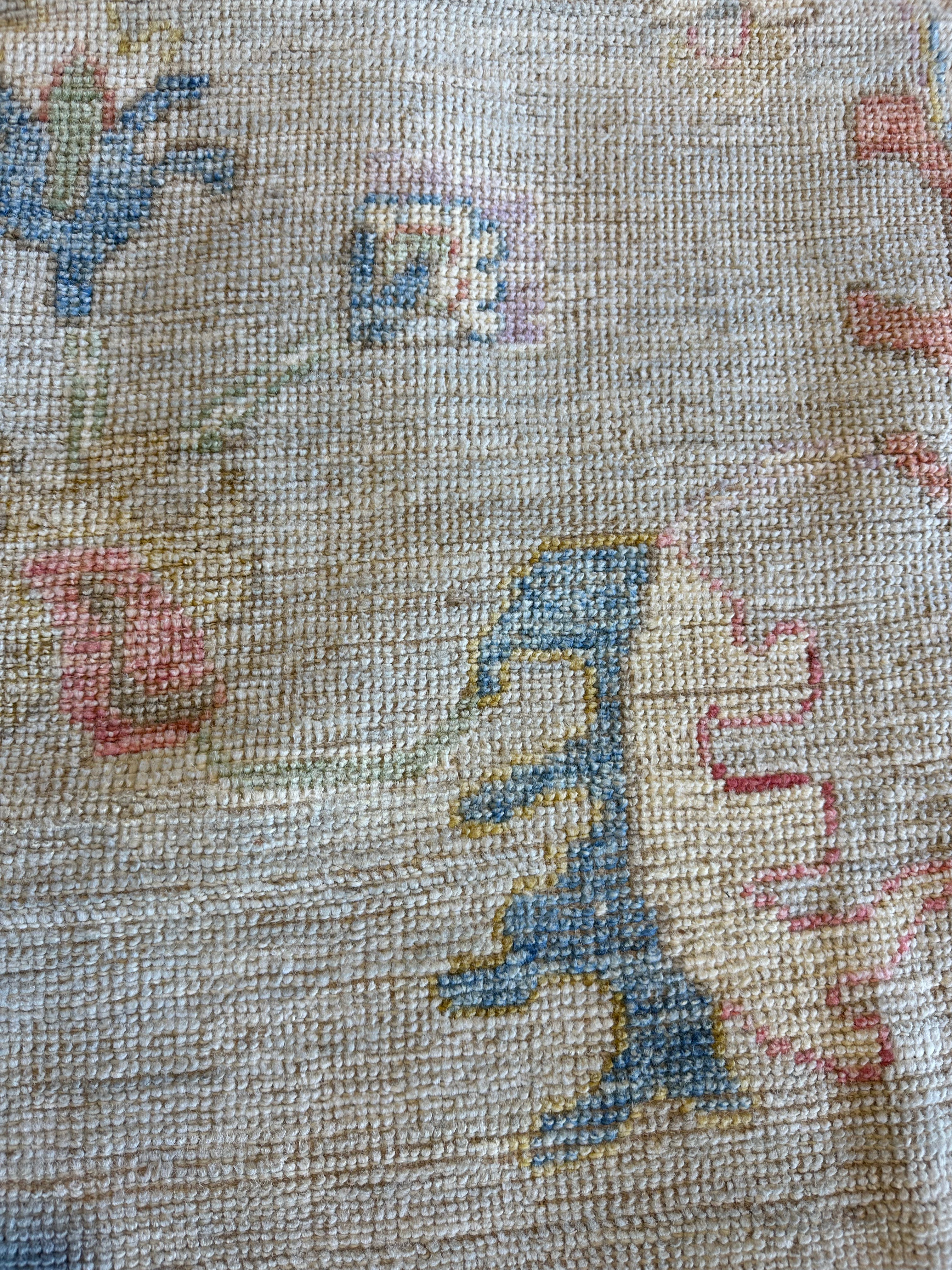 Corinne de Berry 8.10x11.7 Light Blue Red Whitewashed Afghani Oushak Rug