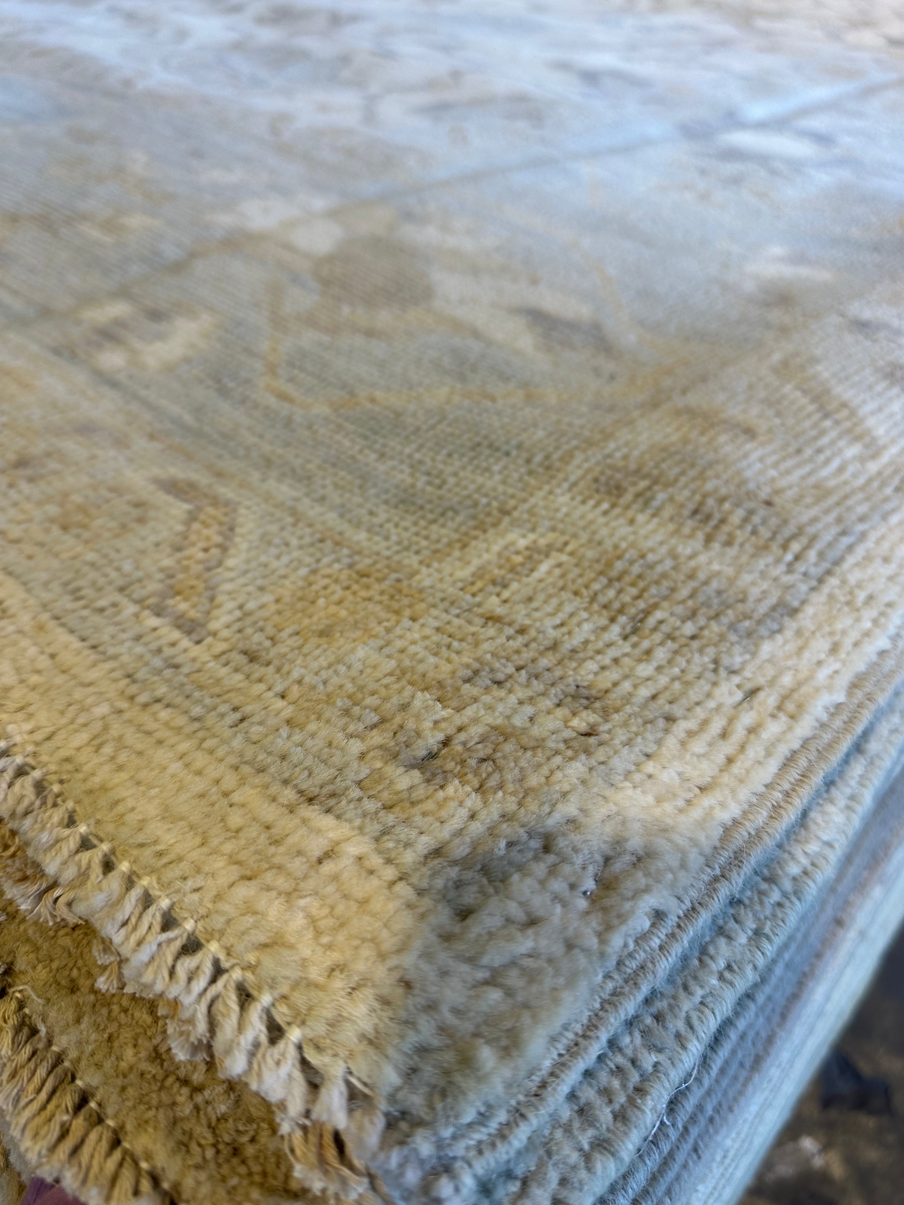 Kayla Dobilas 9.1x12.2 Light Blue Whitewashed Afghani Oushak Rug