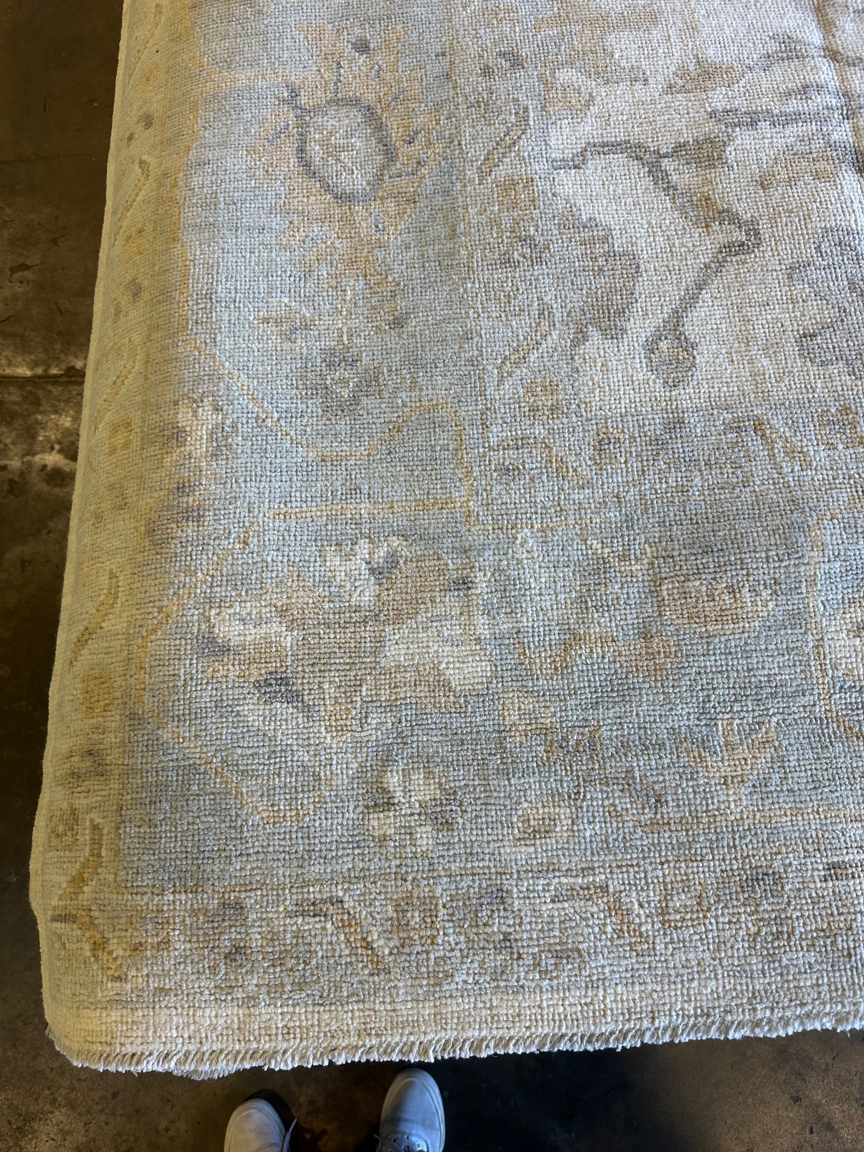 Kayla Dobilas 9.1x12.2 Light Blue Whitewashed Afghani Oushak Rug
