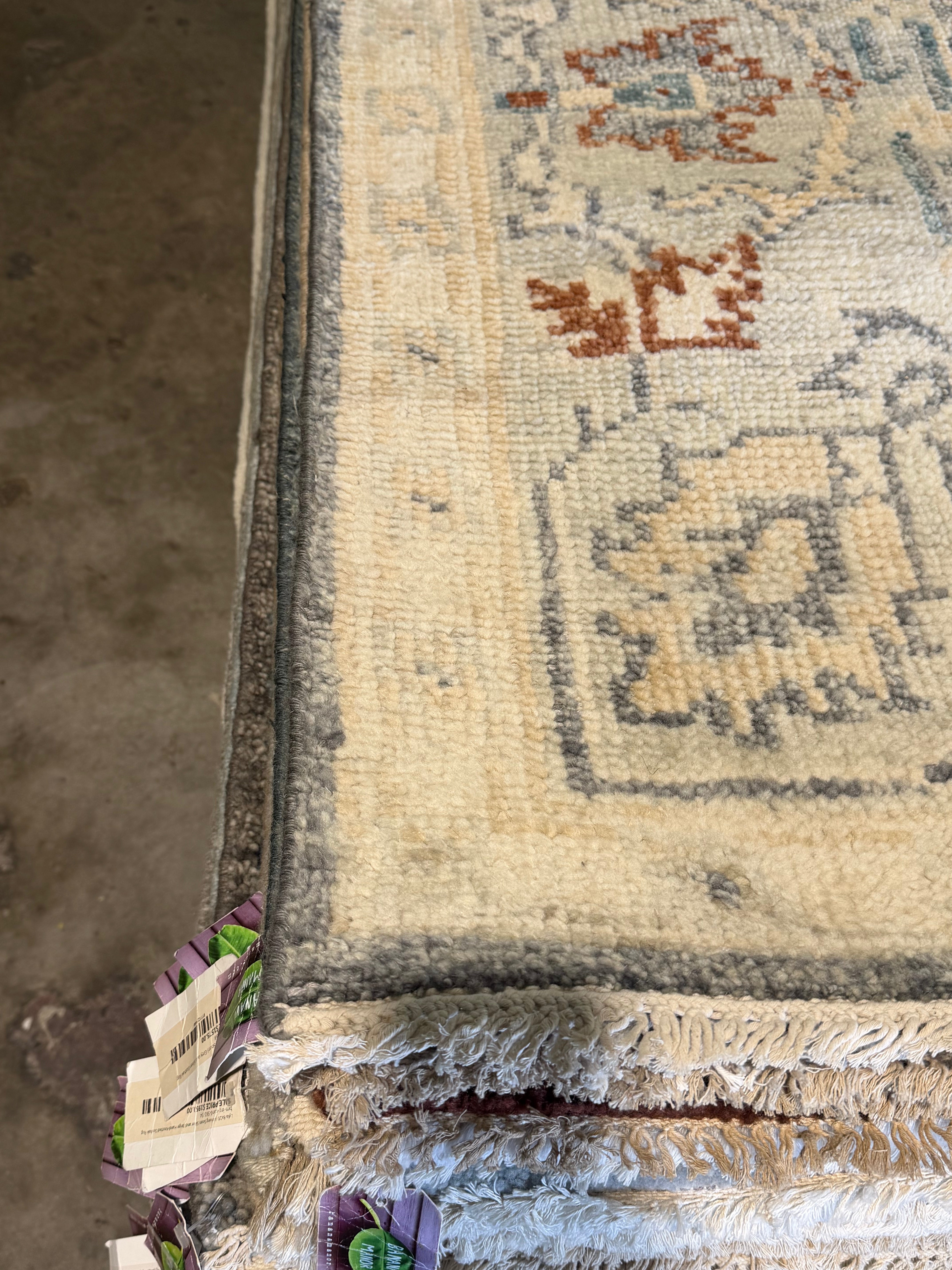 Jaime Rummerfield 8x10 Grey and Tan Hand-Knotted Oushak Rug