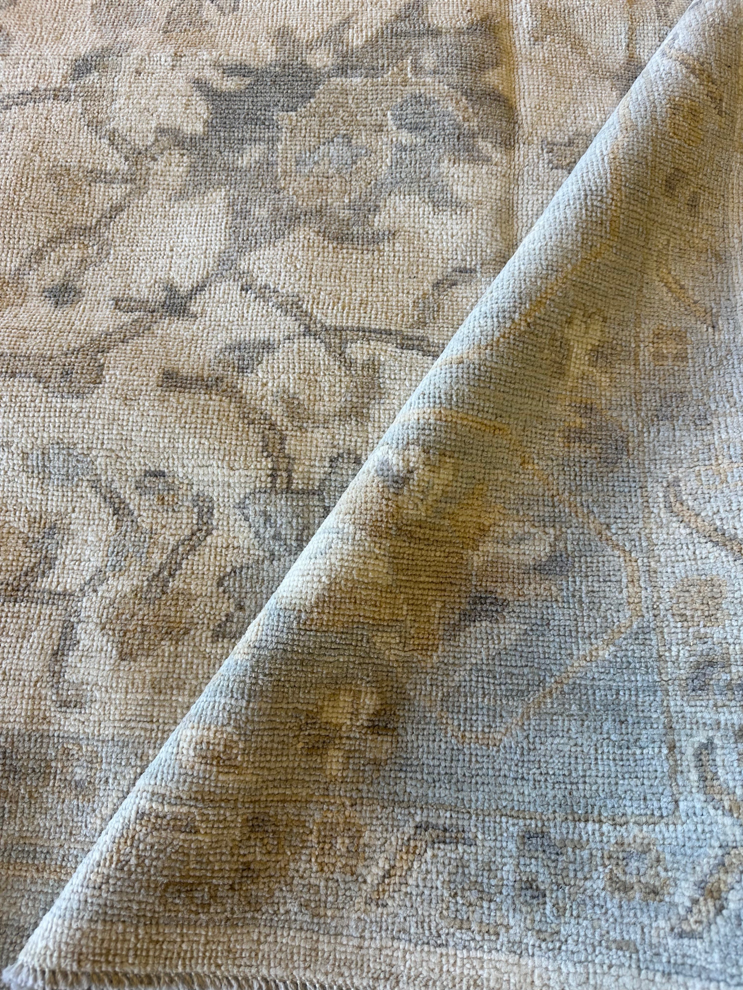Kayla Dobilas 9.1x12.2 Light Blue Whitewashed Afghani Oushak Rug