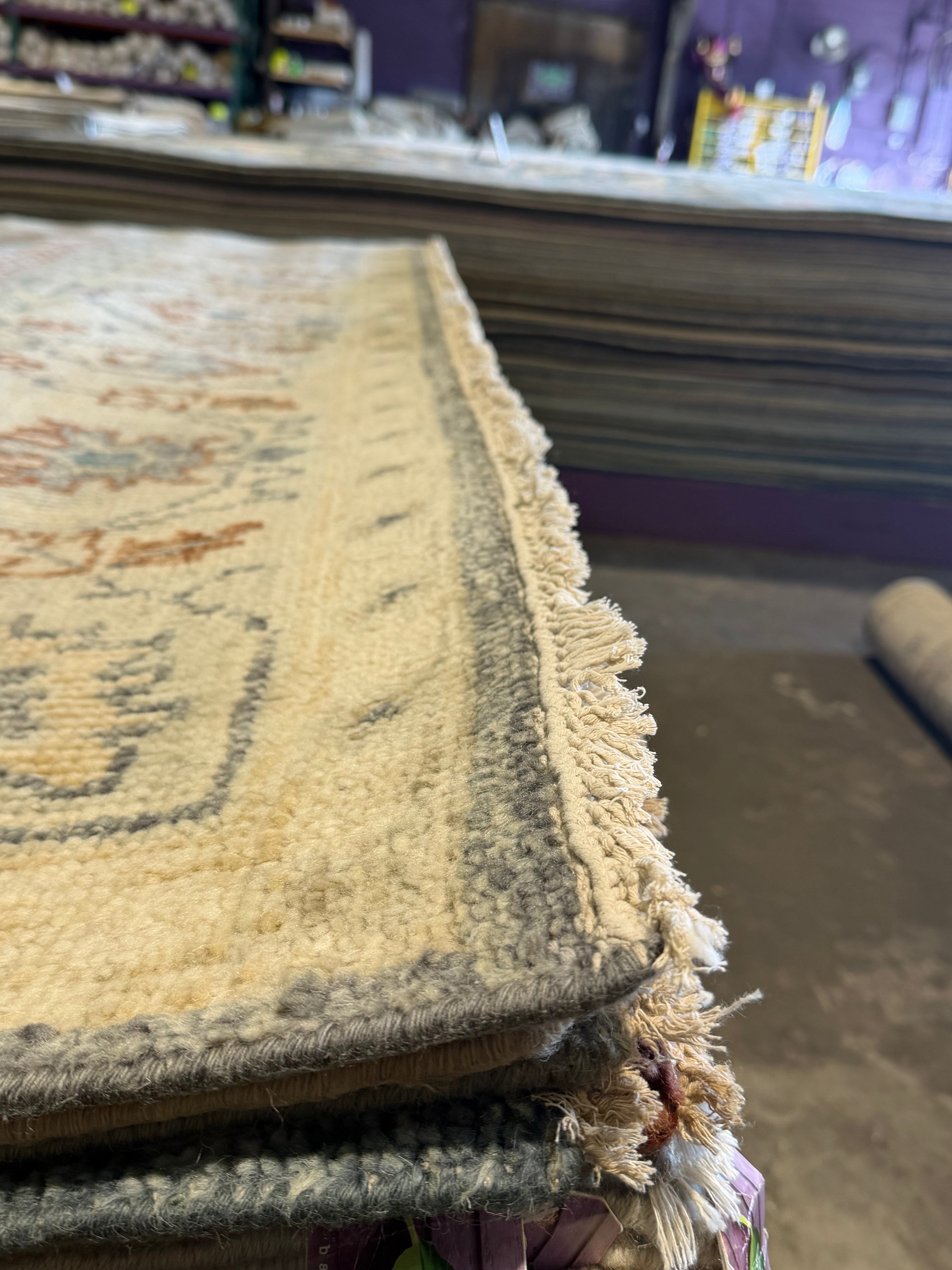 Jaime Rummerfield 8x10 Grey and Tan Hand-Knotted Oushak Rug