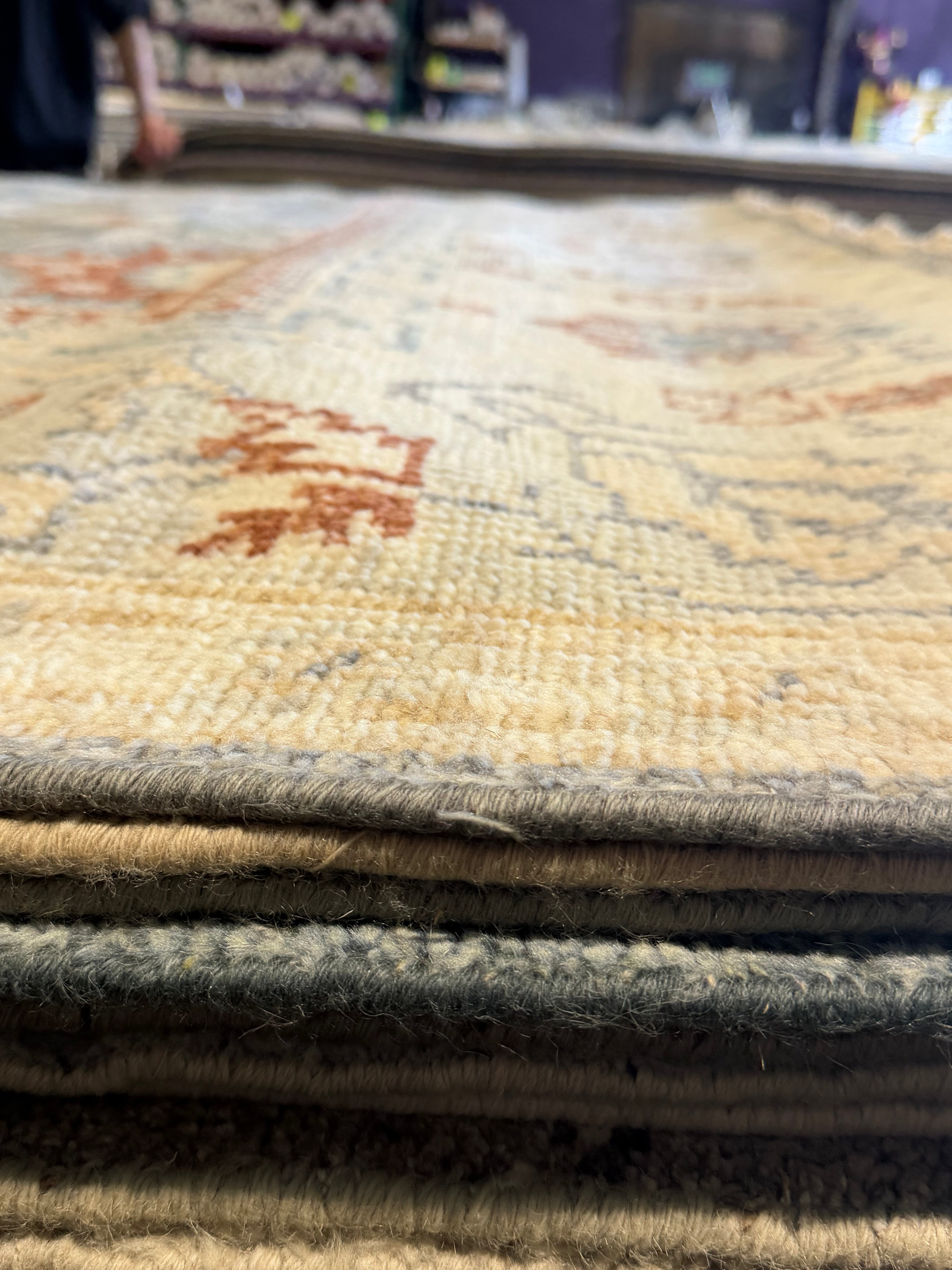 Jaime Rummerfield 8x10 Grey and Tan Hand-Knotted Oushak Rug