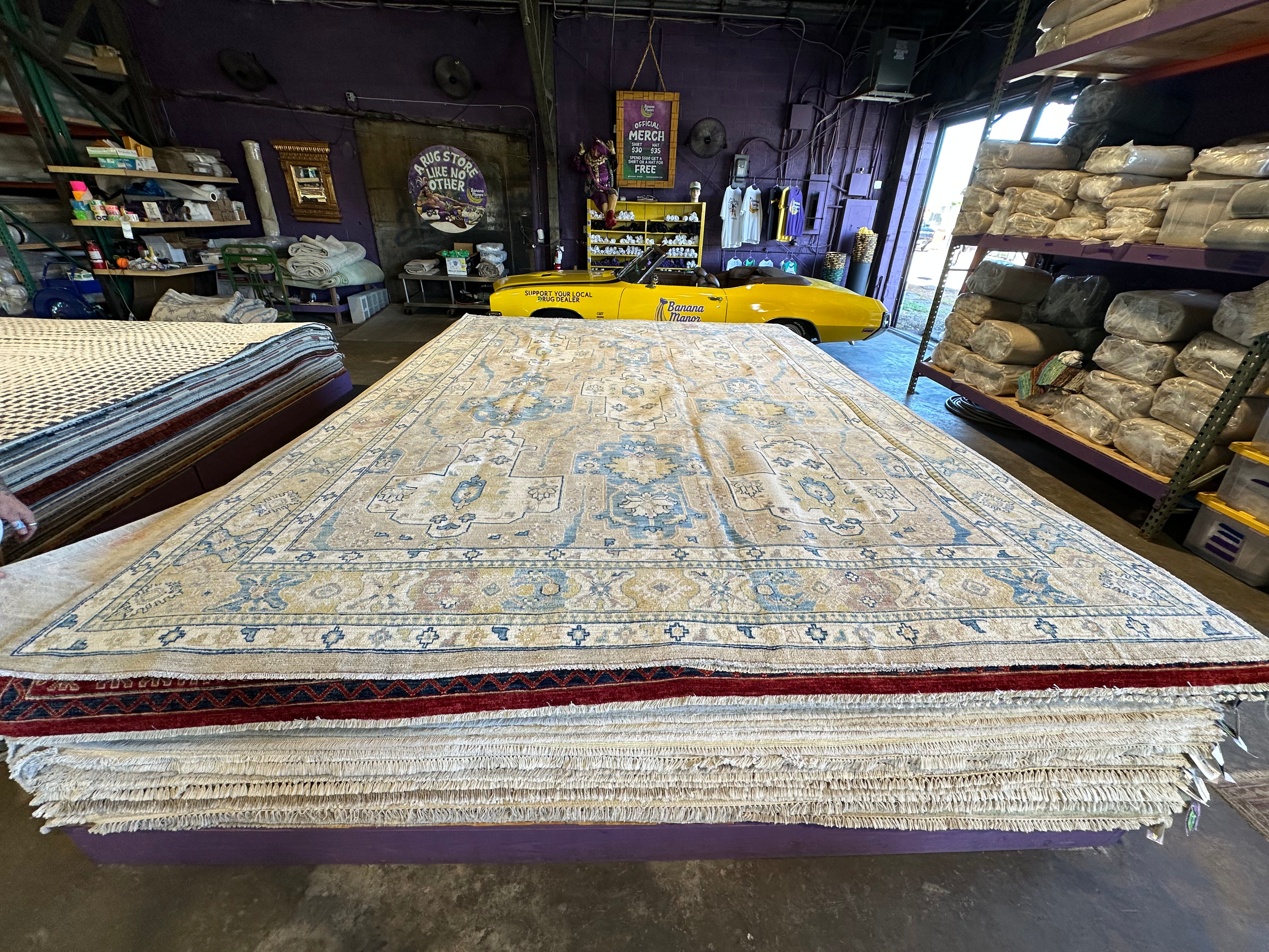 Alexandra Ulanova 9.8x13.3 Blue Whitewashed Afghani Oushak Rug