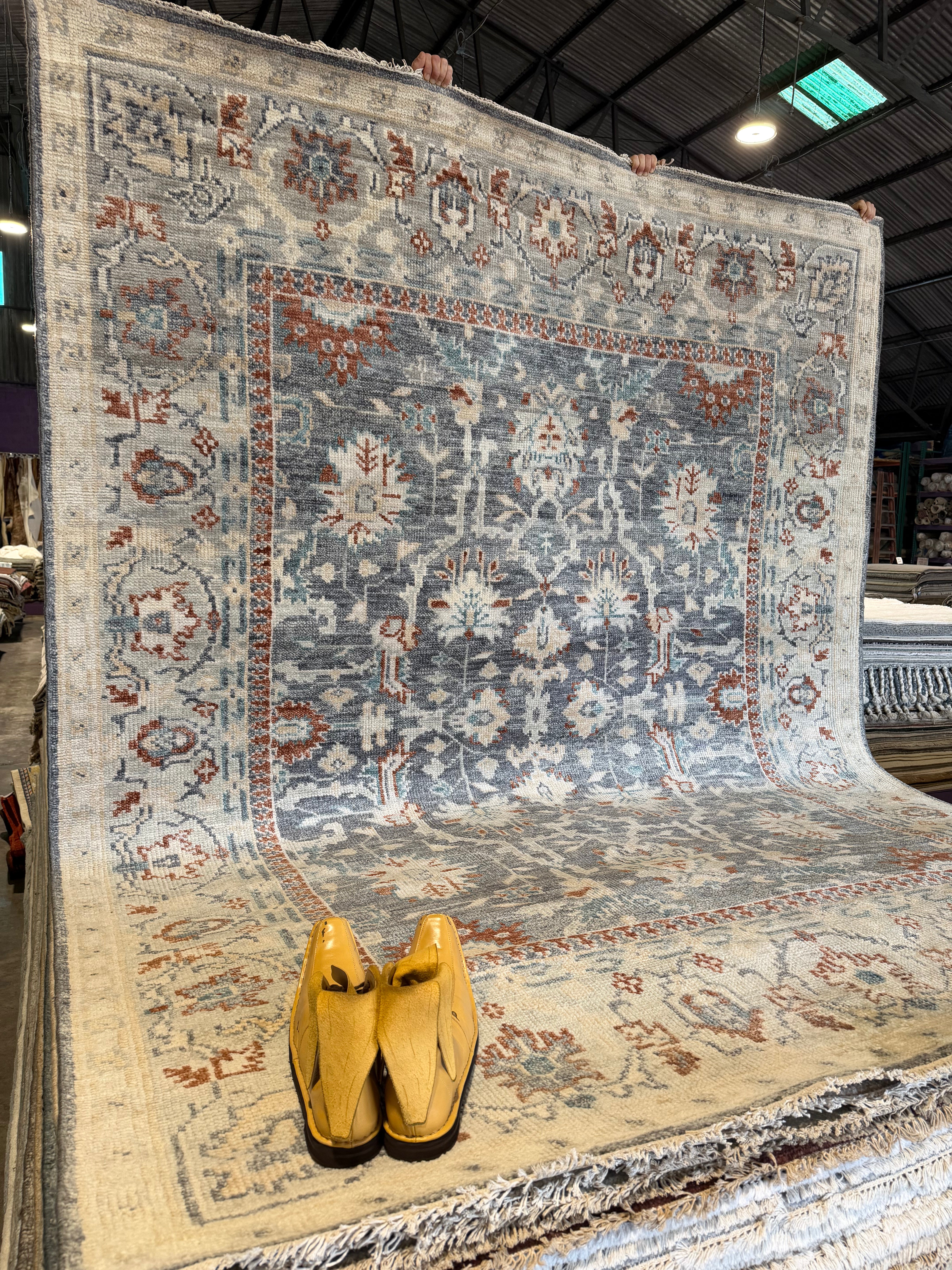 Jaime Rummerfield 8x10 Grey and Tan Hand-Knotted Oushak Rug