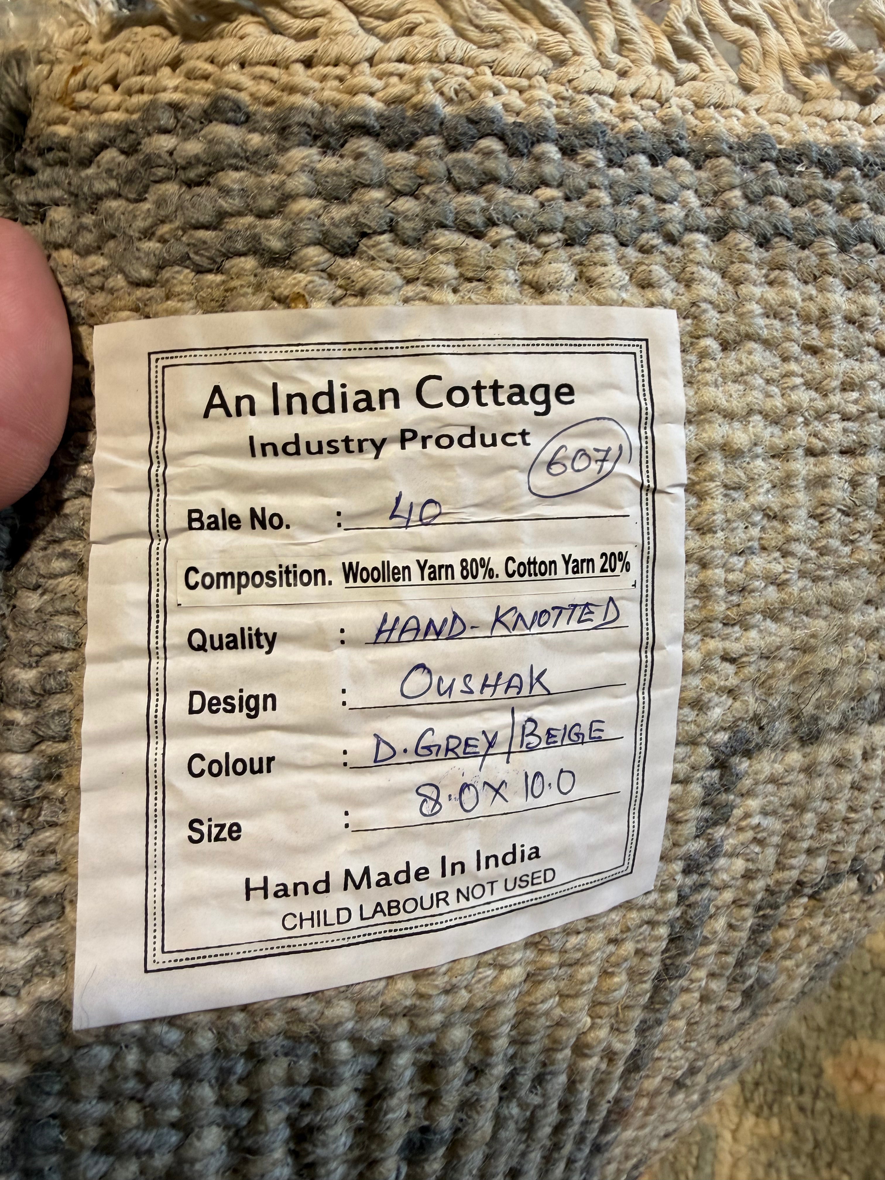 Jaime Rummerfield 8x10 Grey and Tan Hand-Knotted Oushak Rug