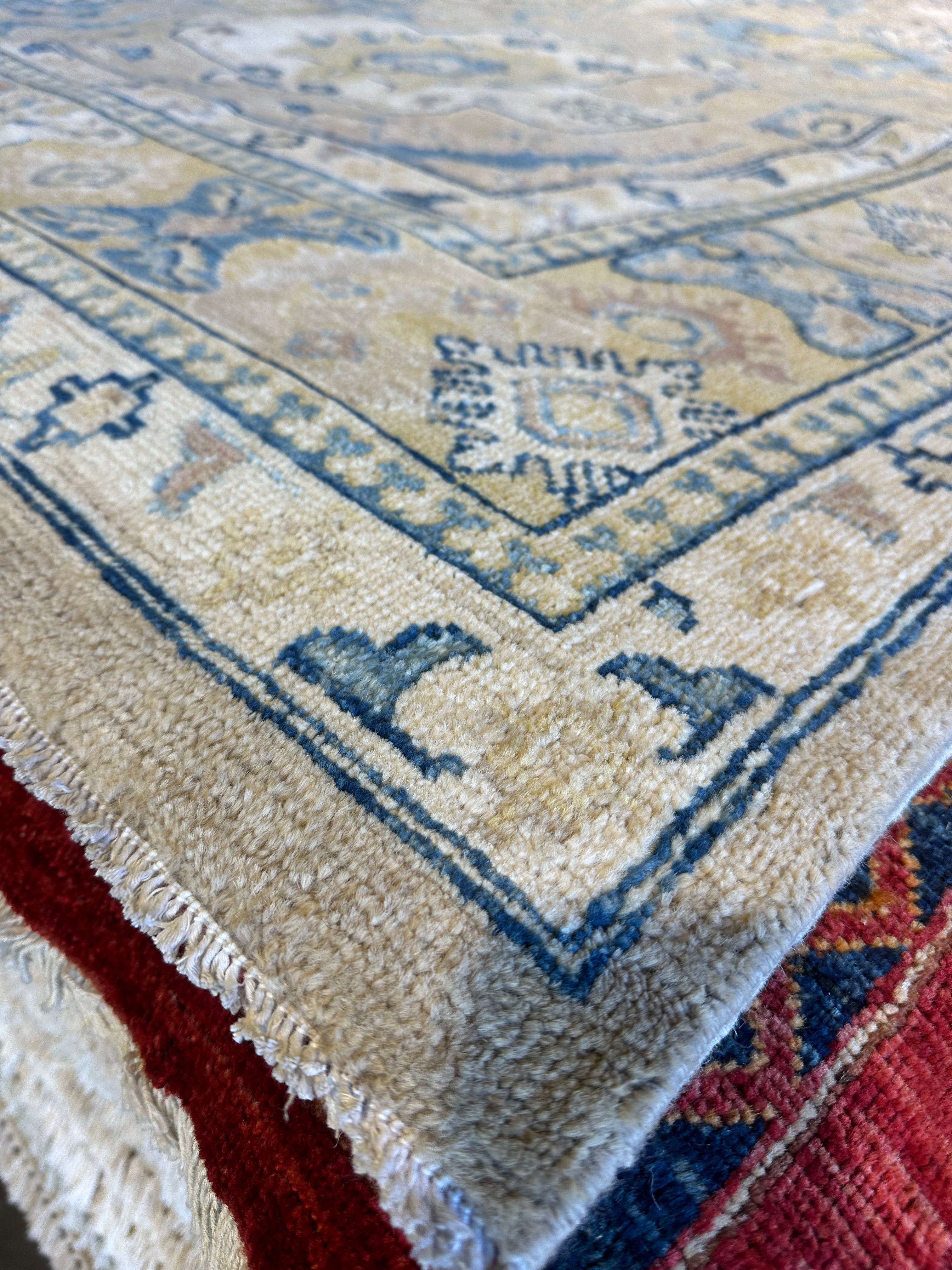 Alexandra Ulanova 9.8x13.3 Blue Whitewashed Afghani Oushak Rug