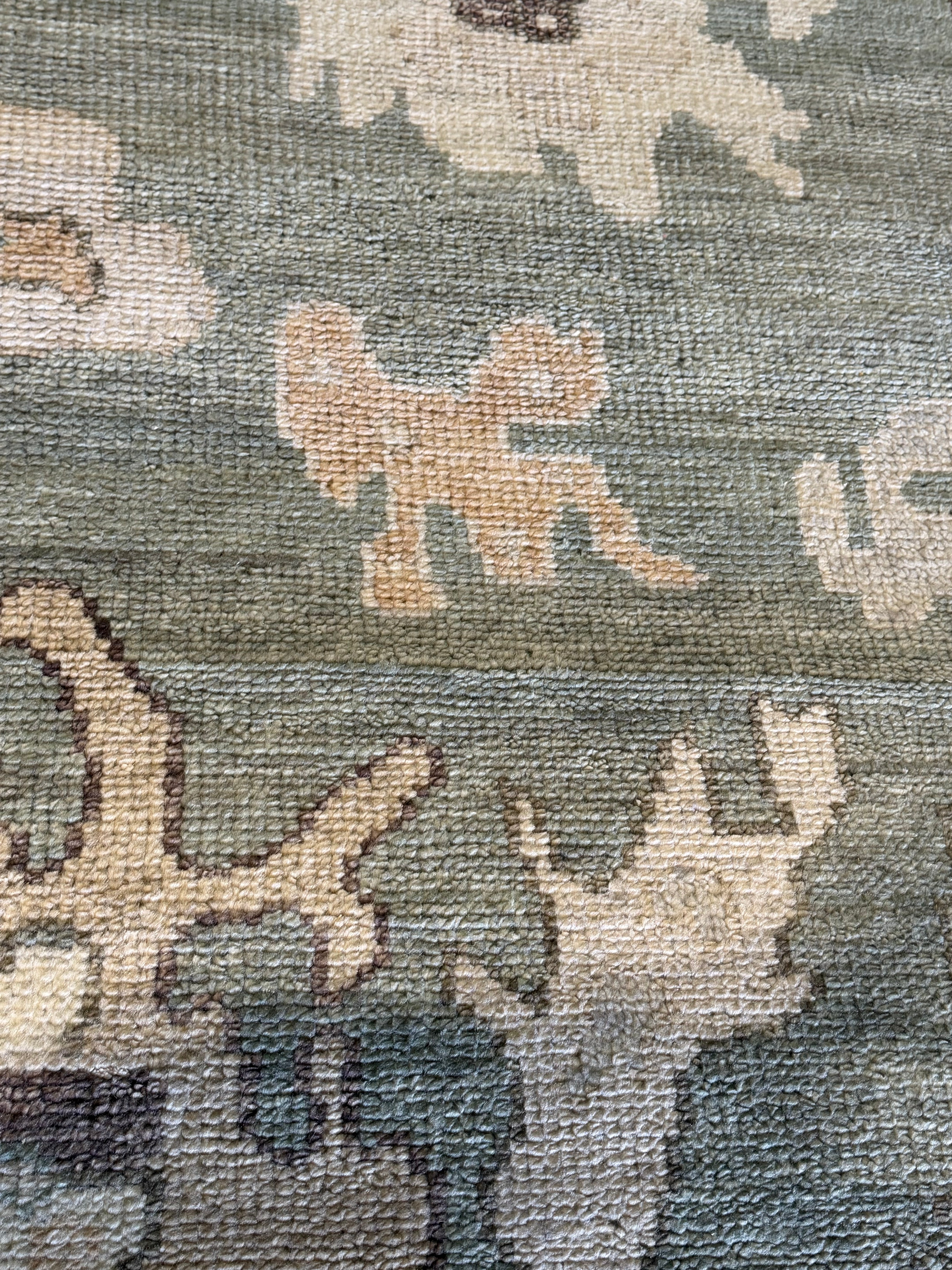 Elise de Wolfe 8x10 Green Hand-Knotted Oushak Rug