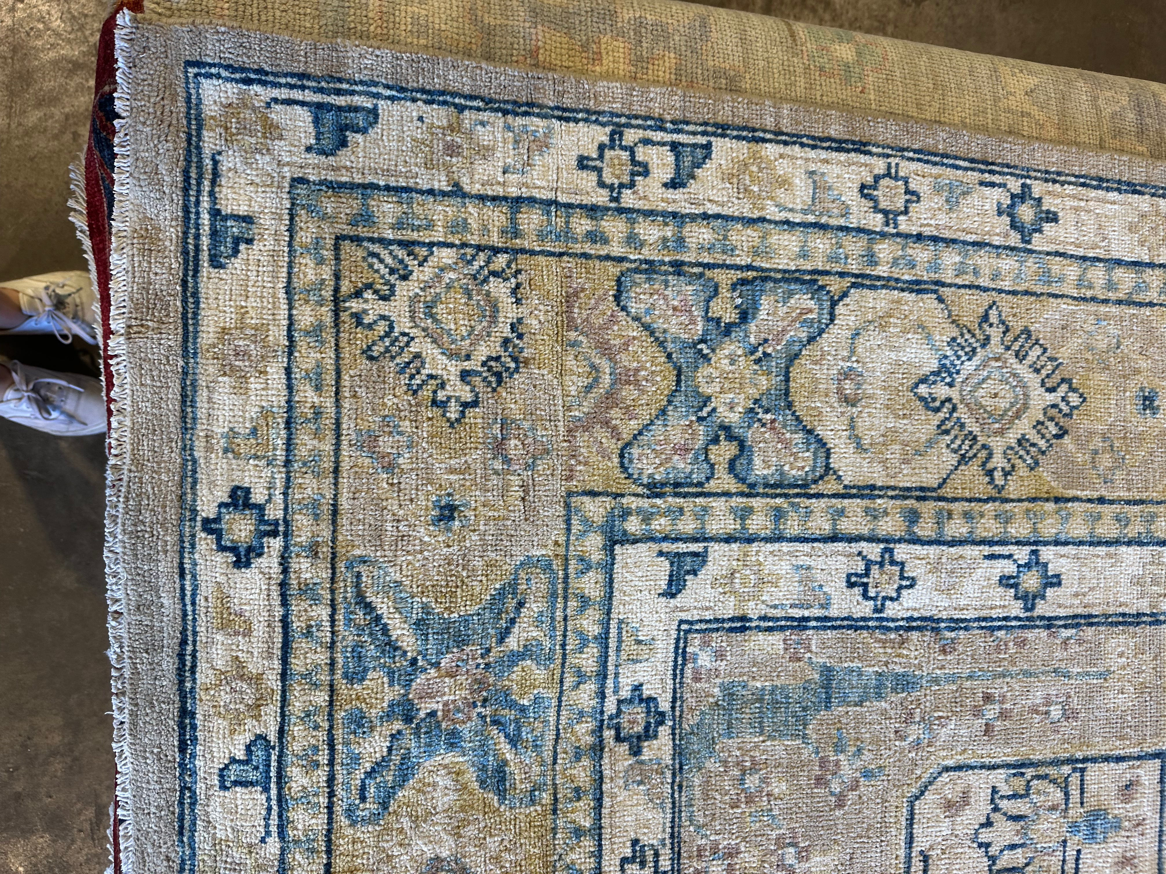 Alexandra Ulanova 9.8x13.3 Blue Whitewashed Afghani Oushak Rug