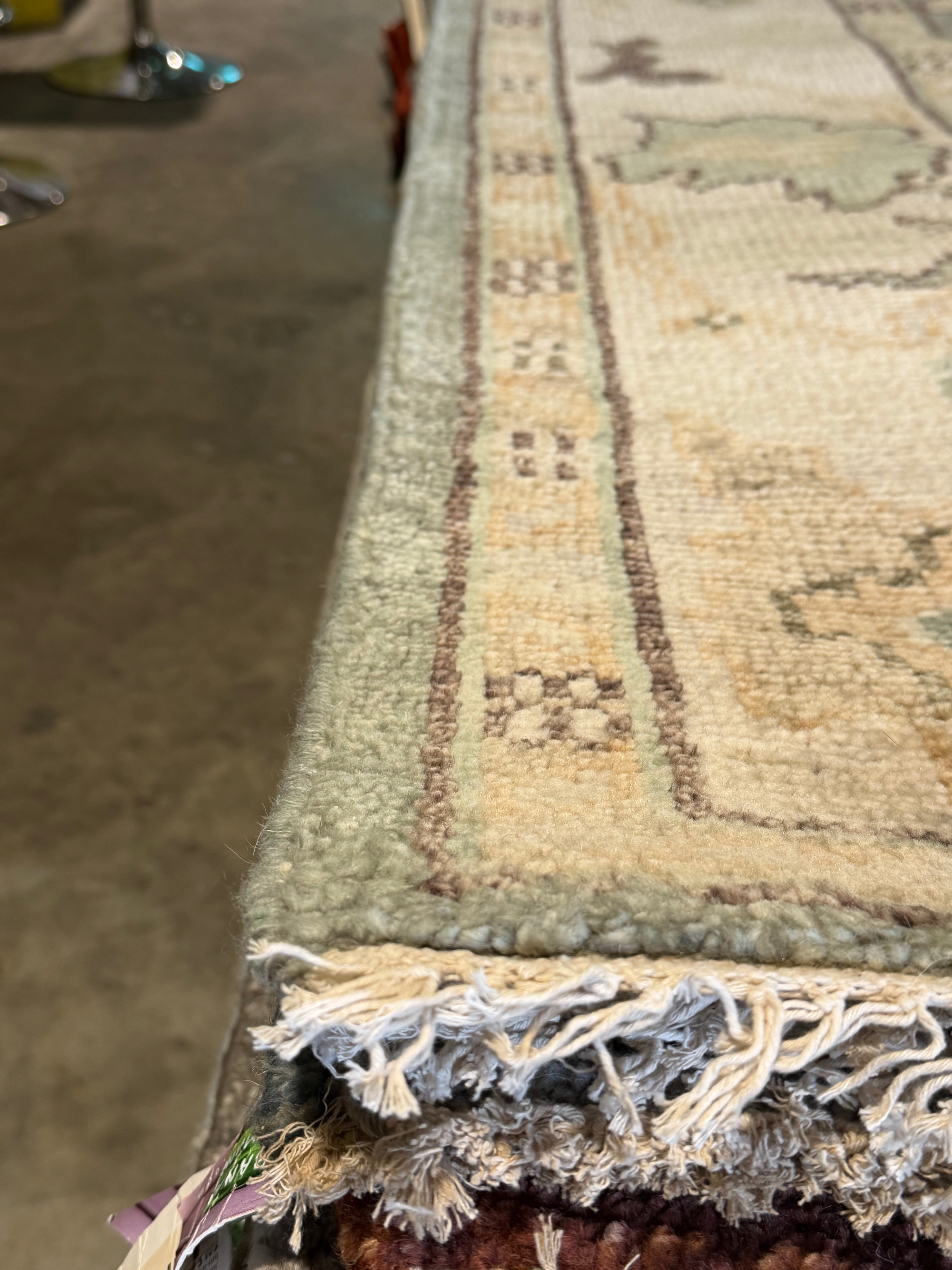 Elise de Wolfe 8x10 Green Hand-Knotted Oushak Rug