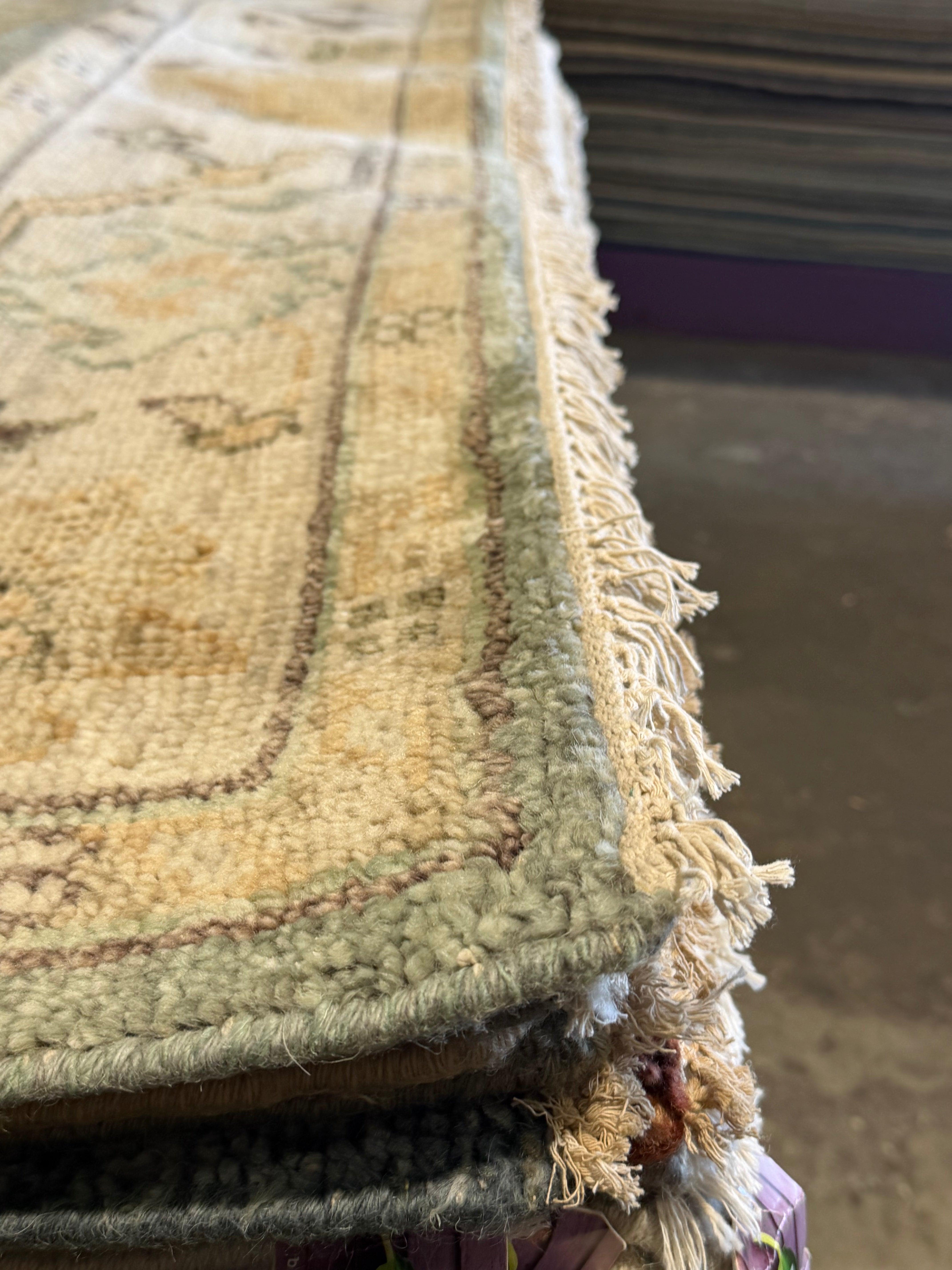 Elise de Wolfe 8x10 Green Hand-Knotted Oushak Rug