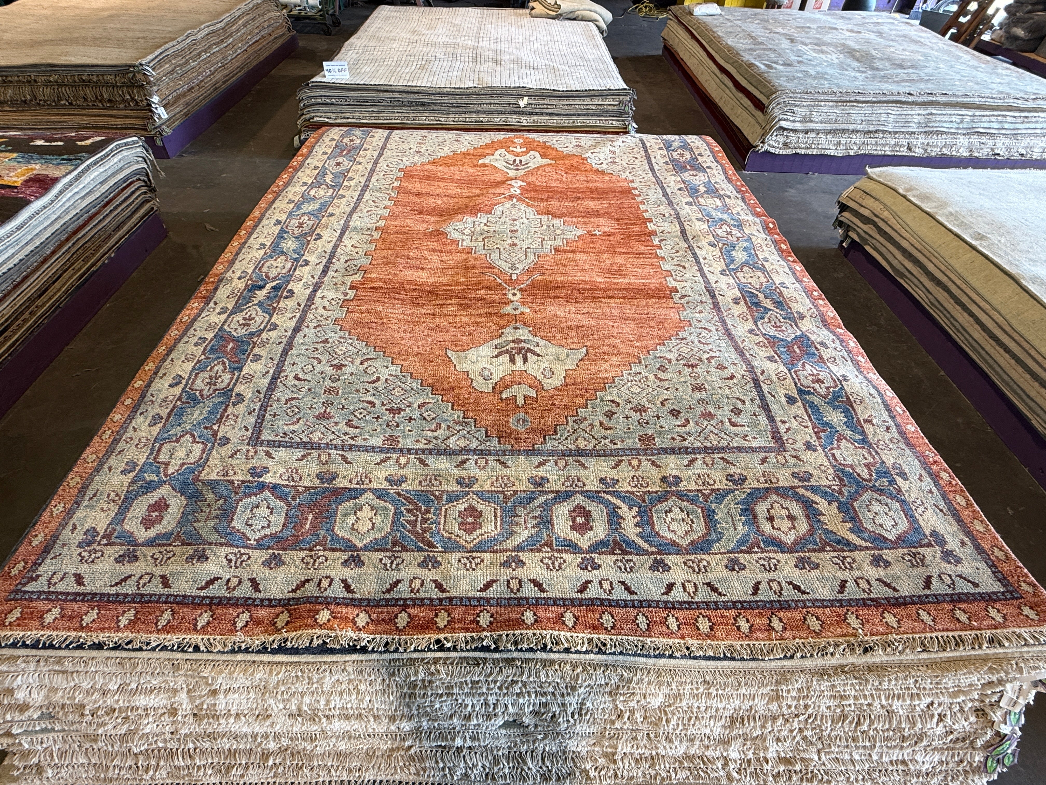 Alexa Barajas 9x13.3 Rust Hand-Knotted Palace Design Oushak