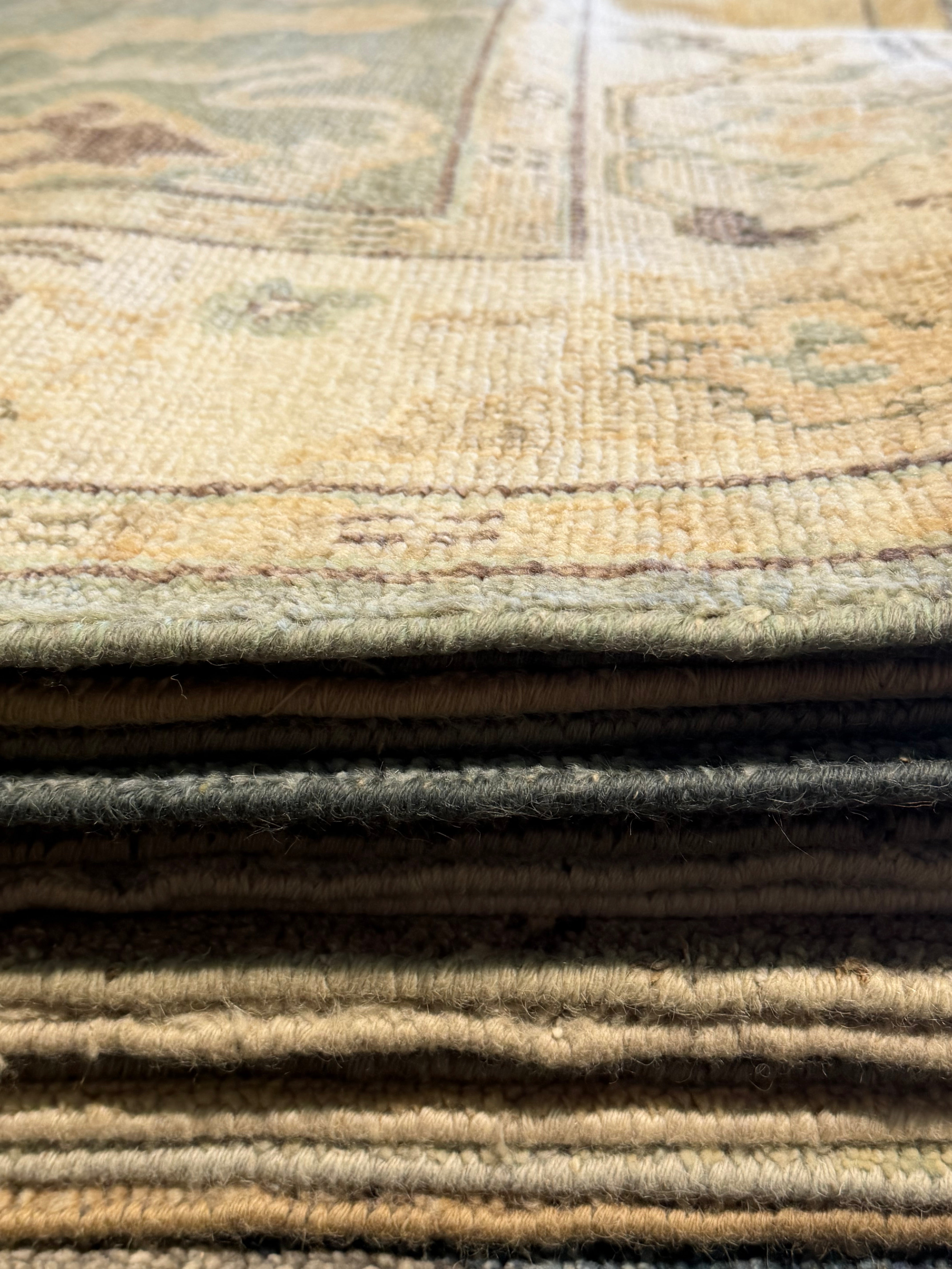 Elise de Wolfe 8x10 Green Hand-Knotted Oushak Rug