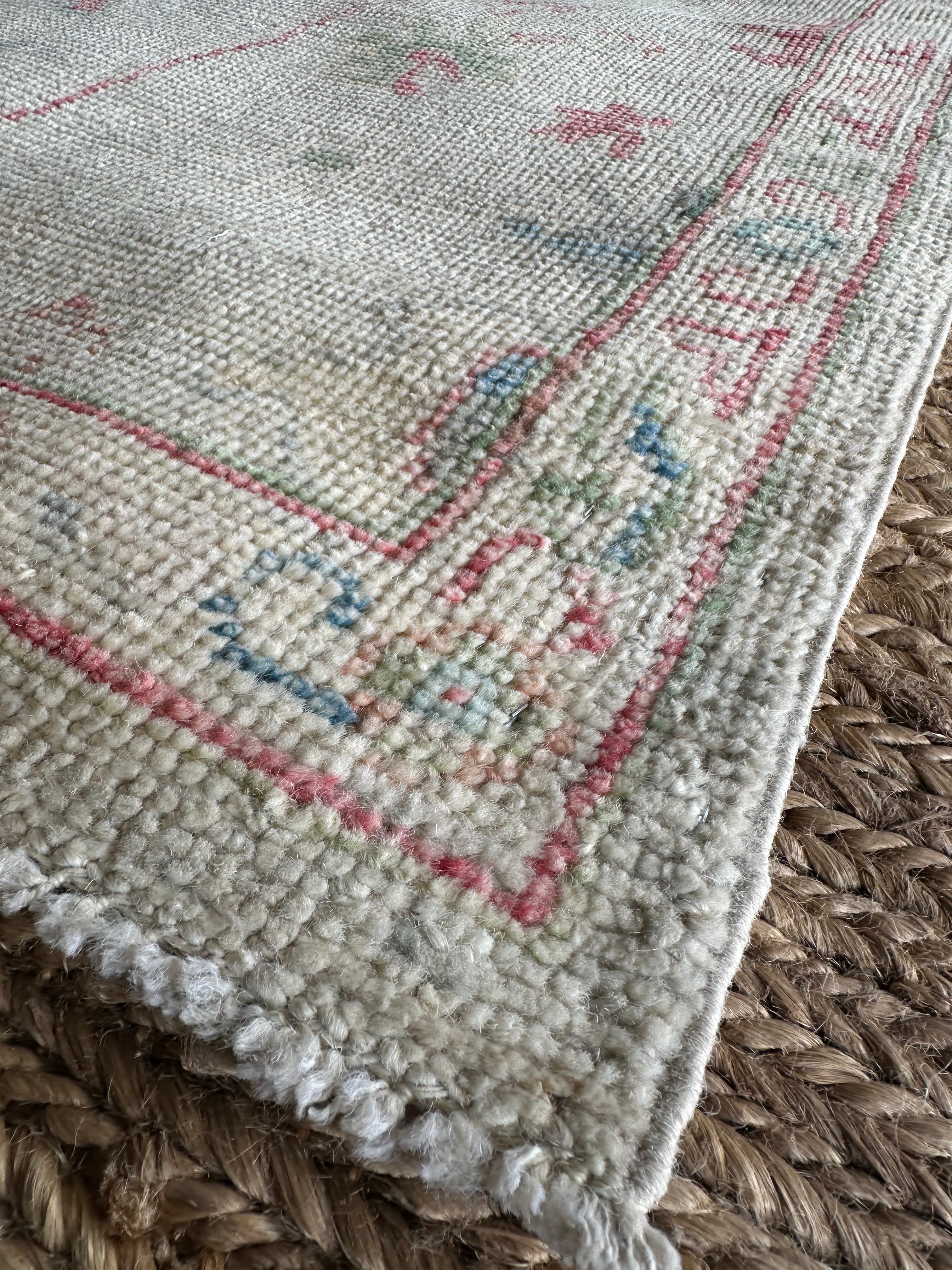 Jodie Elliott 3x9.10 Grey Red Whitewashed Afghani Oushak Runner