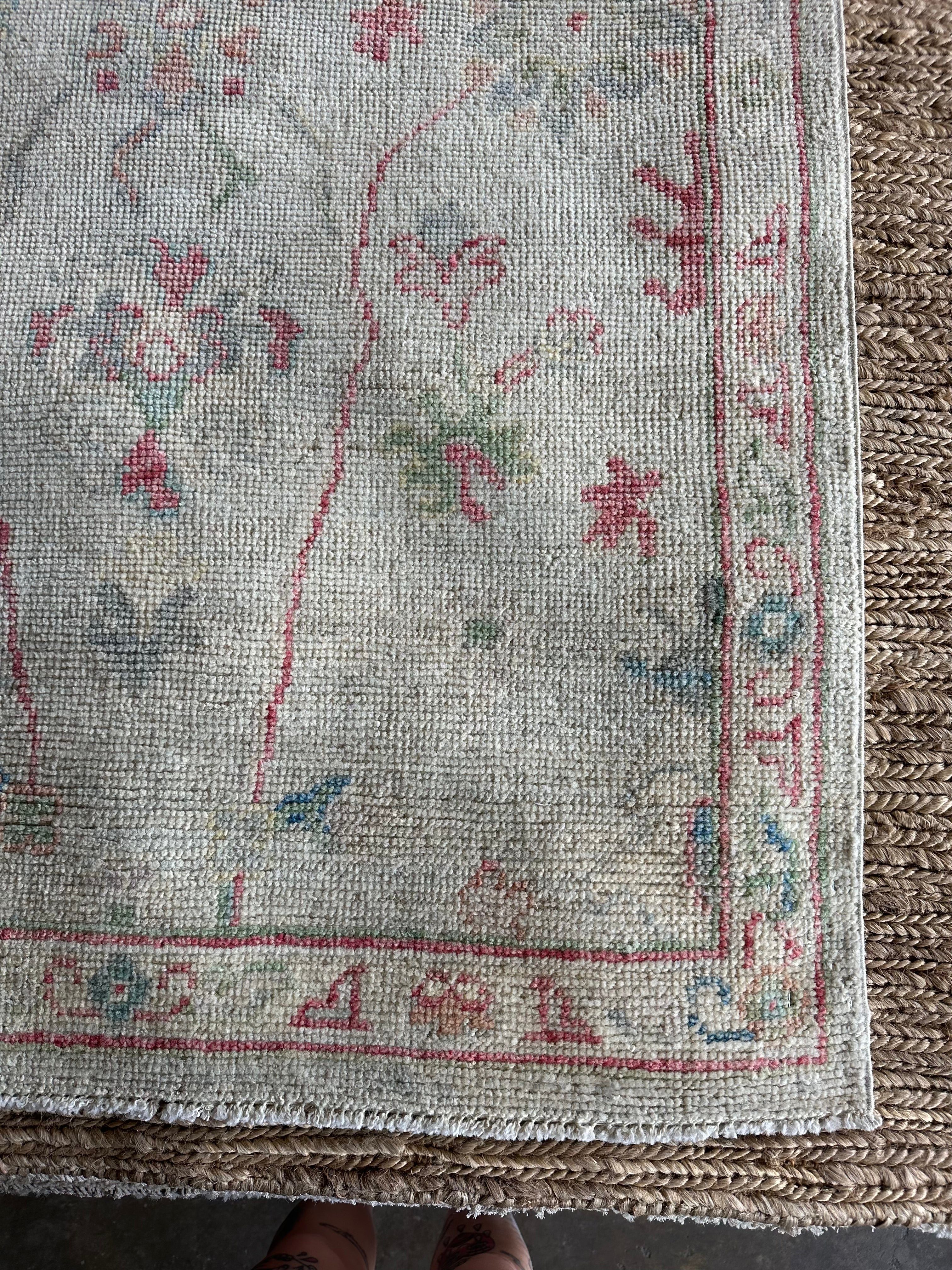 Jodie Elliott 3x9.10 Grey Red Whitewashed Afghani Oushak Runner