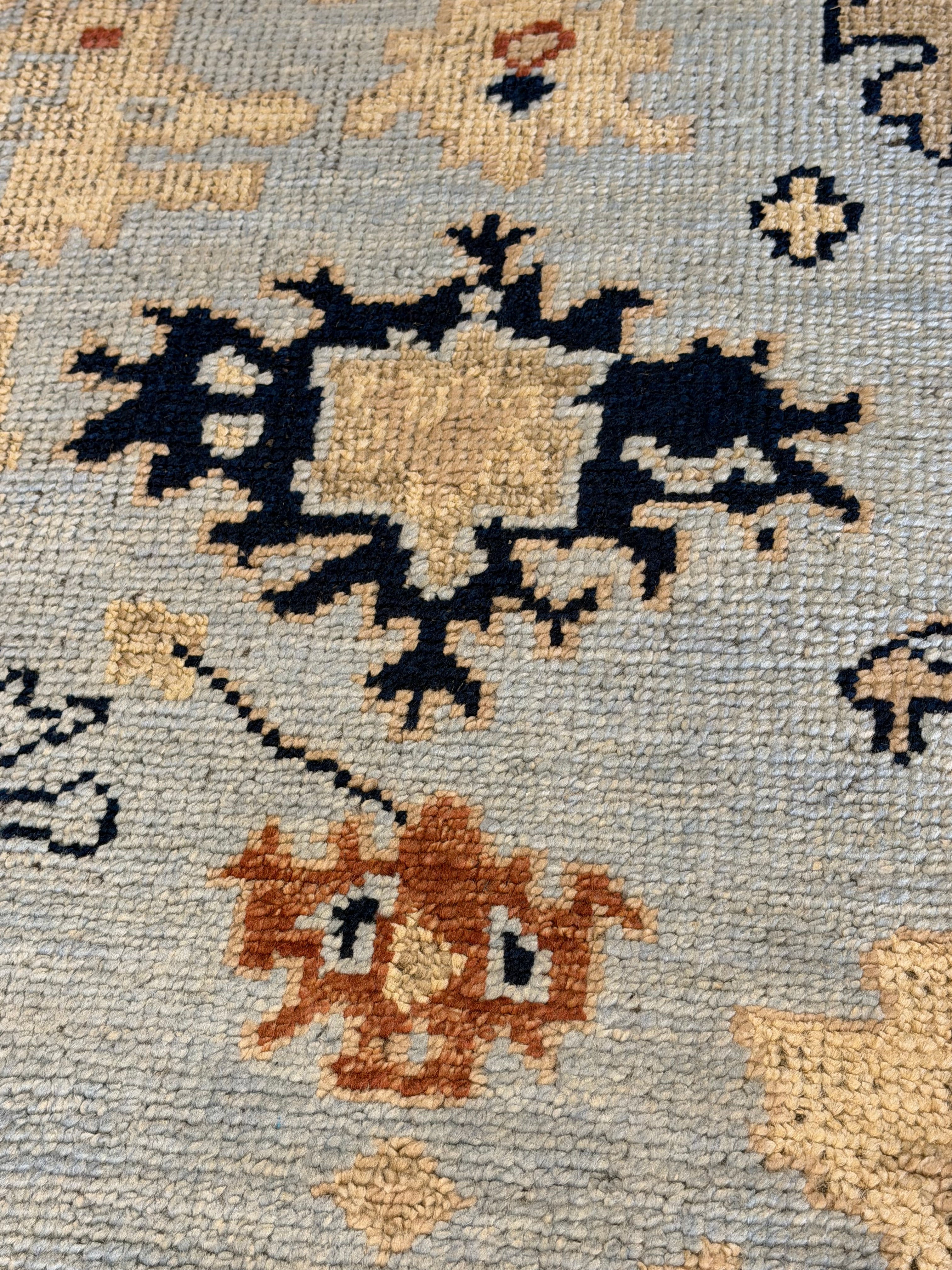 Kelly Bean 8x10 Blue Hand-Knotted Oushak Rug