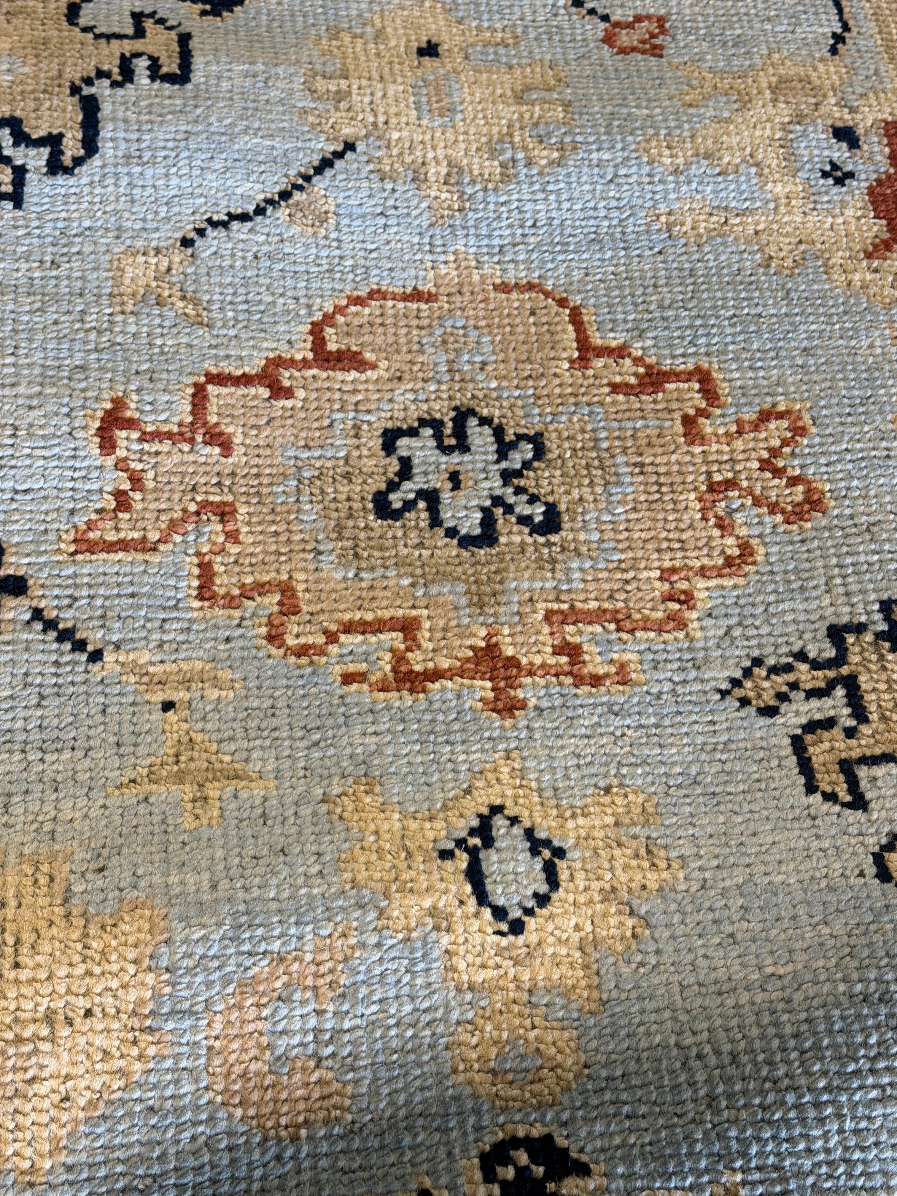 Kelly Bean 8x10 Blue Hand-Knotted Oushak Rug