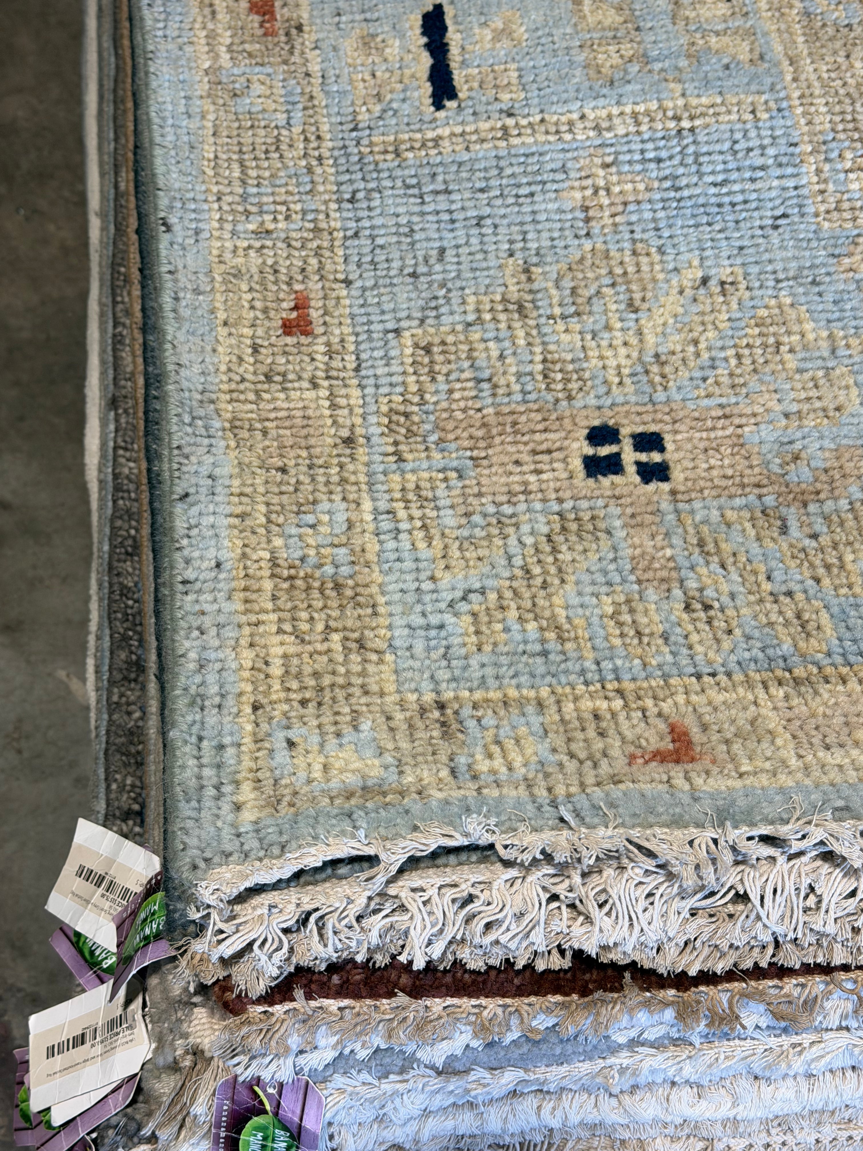 Kelly Bean 8x10 Blue Hand-Knotted Oushak Rug