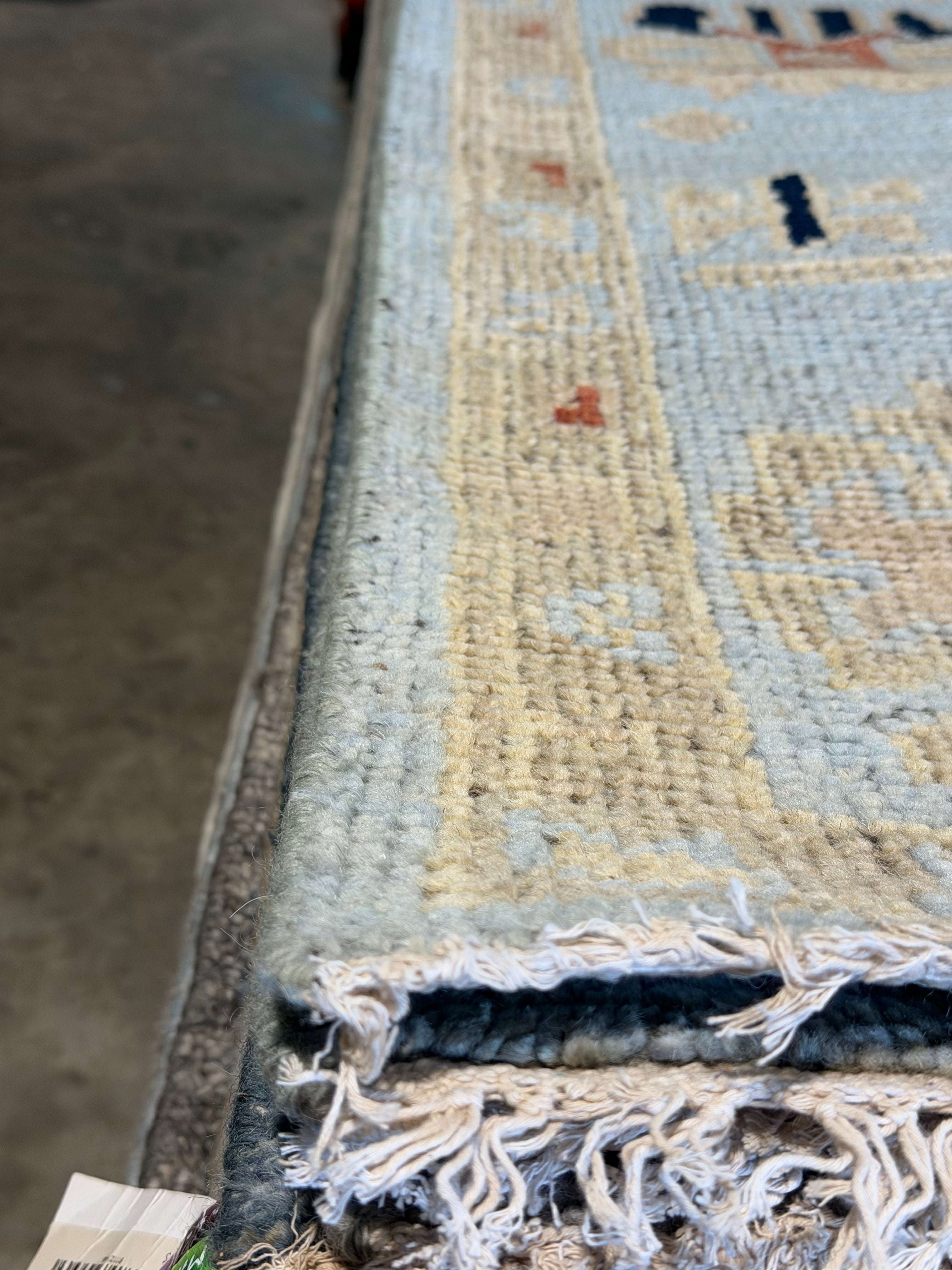 Kelly Bean 8x10 Blue Hand-Knotted Oushak Rug