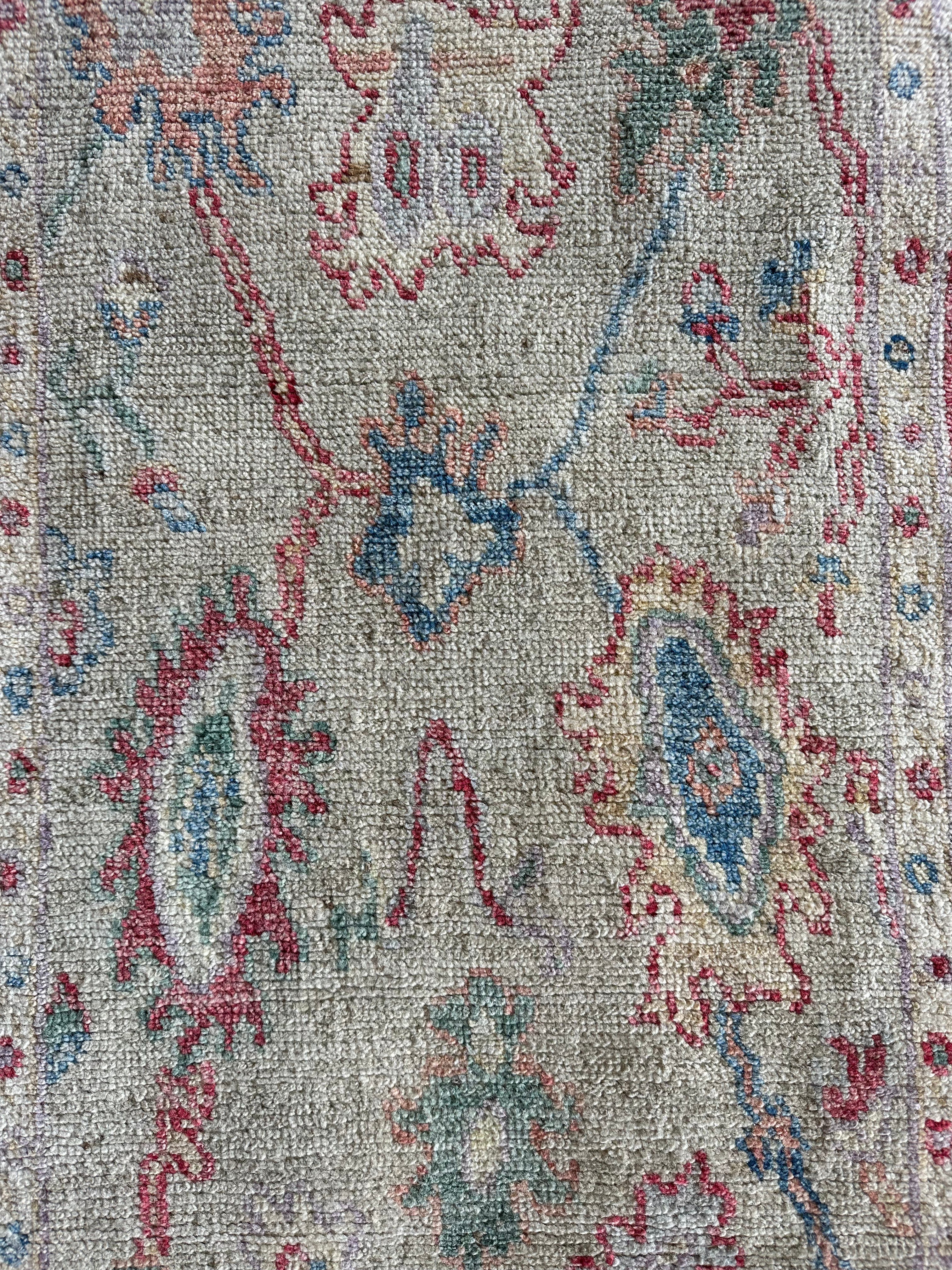 Nikki Sandler 2.7x8.11 Grey Red Whitewashed Afghani Oushak Runner