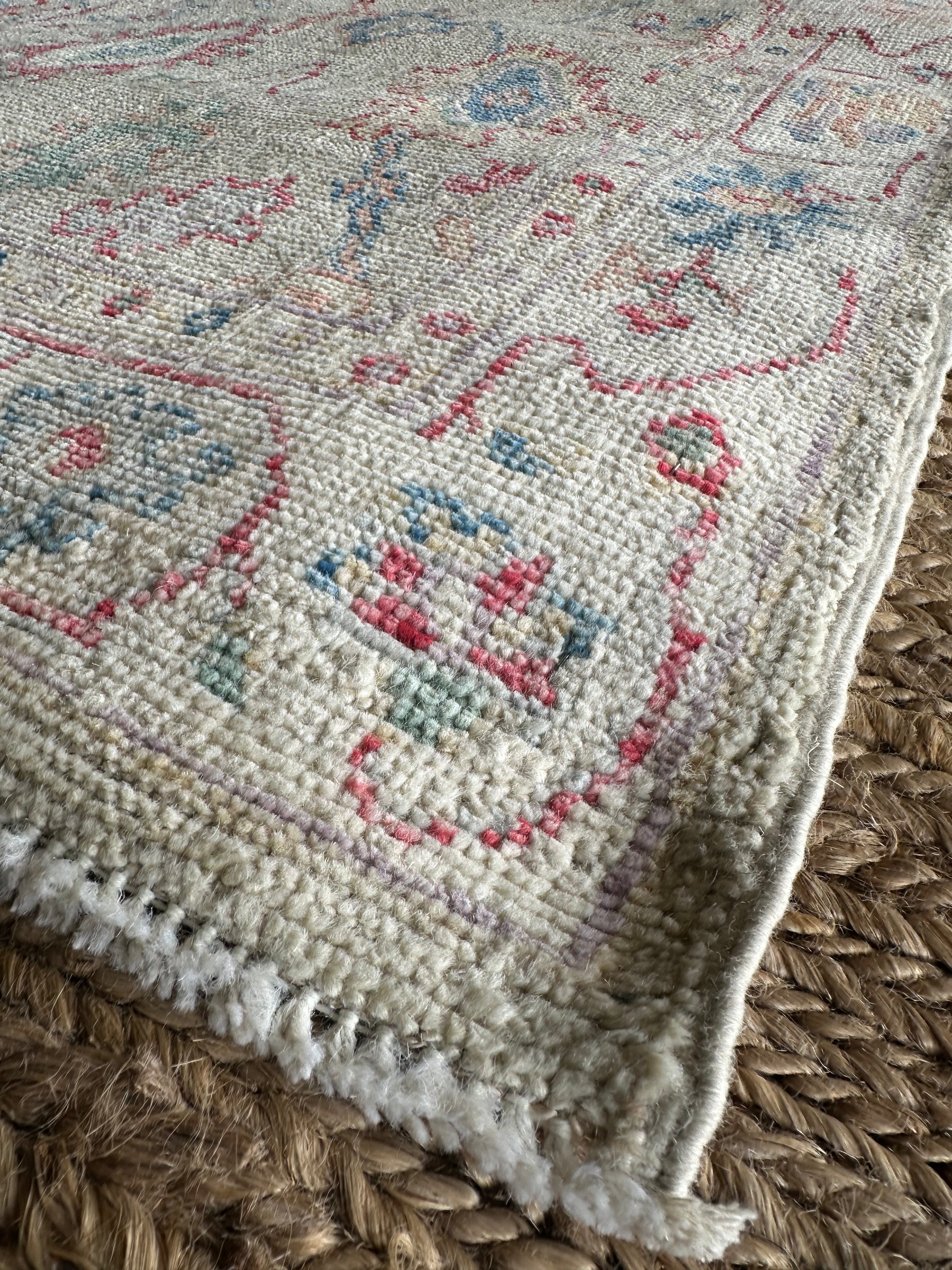 Nikki Sandler 2.7x8.11 Grey Red Whitewashed Afghani Oushak Runner