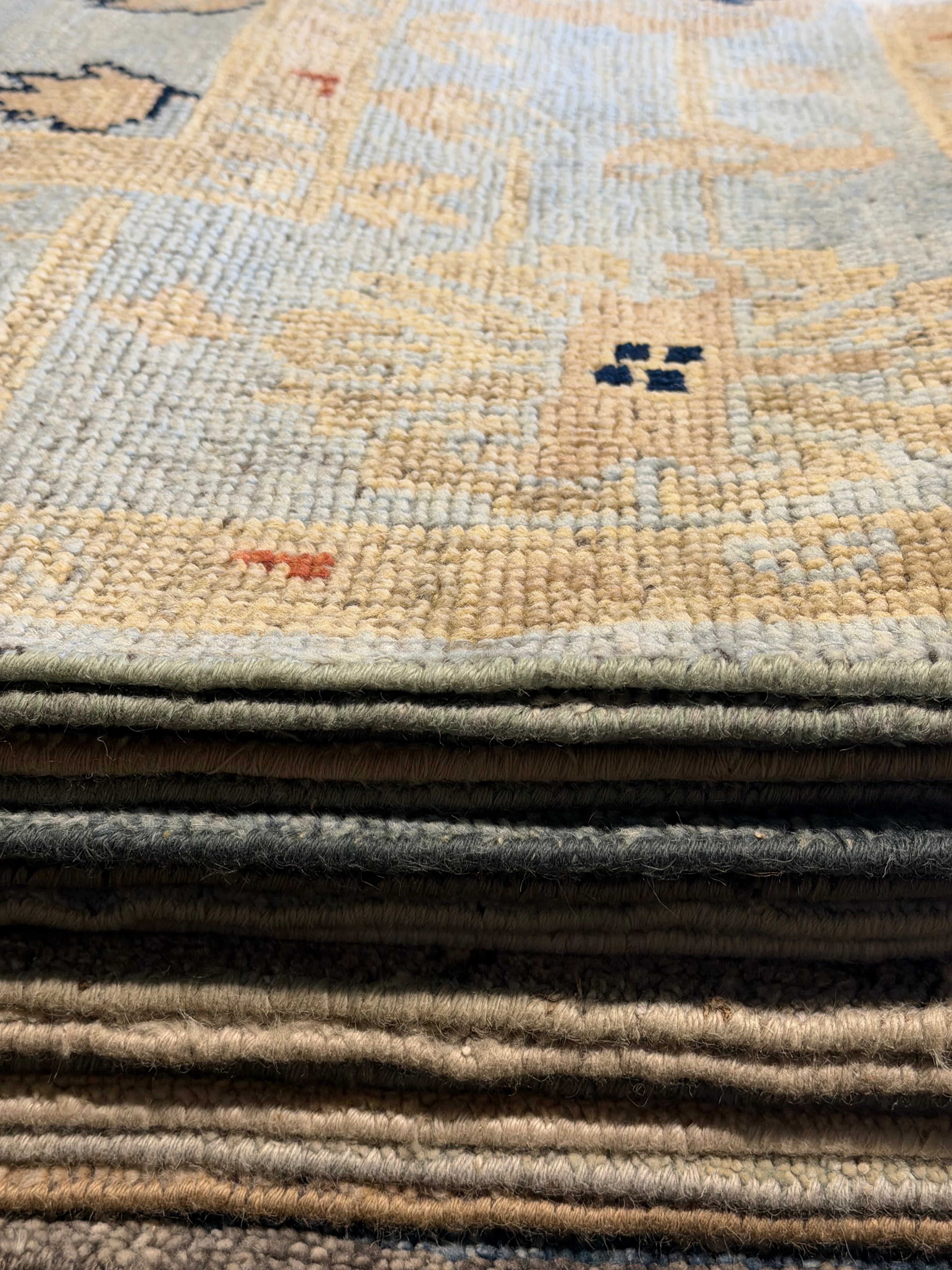 Kelly Bean 8x10 Blue Hand-Knotted Oushak Rug