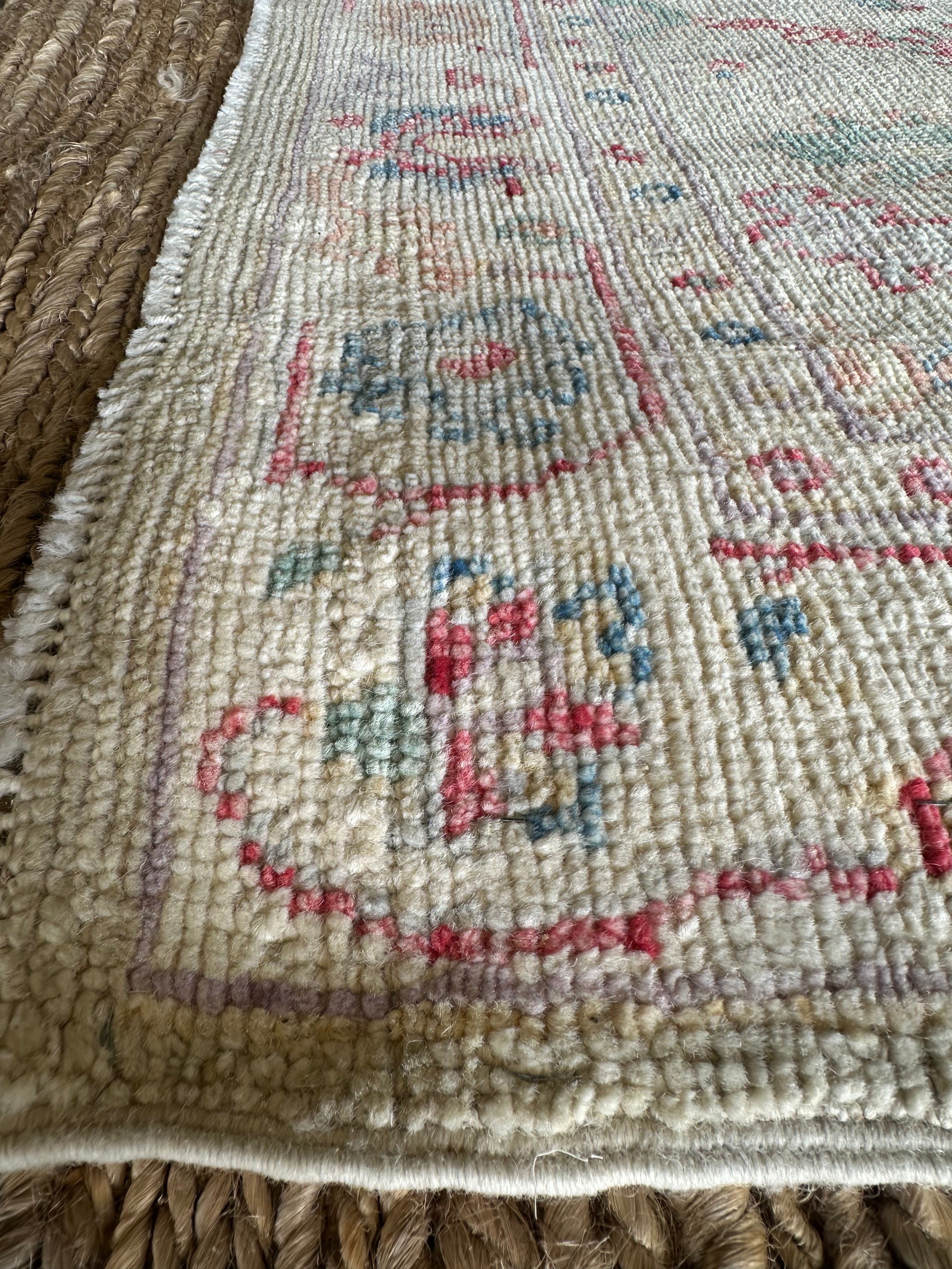 Nikki Sandler 2.7x8.11 Grey Red Whitewashed Afghani Oushak Runner