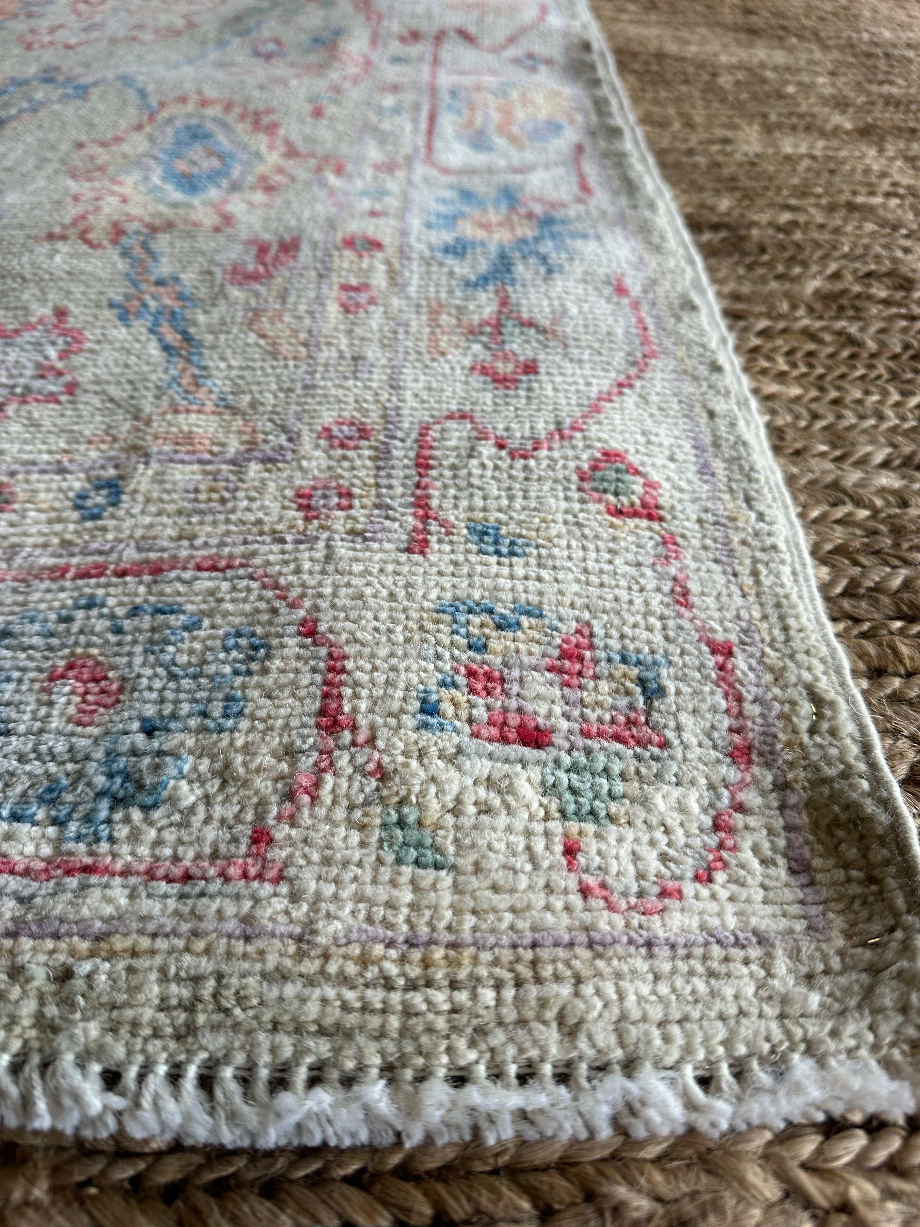 Nikki Sandler 2.7x8.11 Grey Red Whitewashed Afghani Oushak Runner