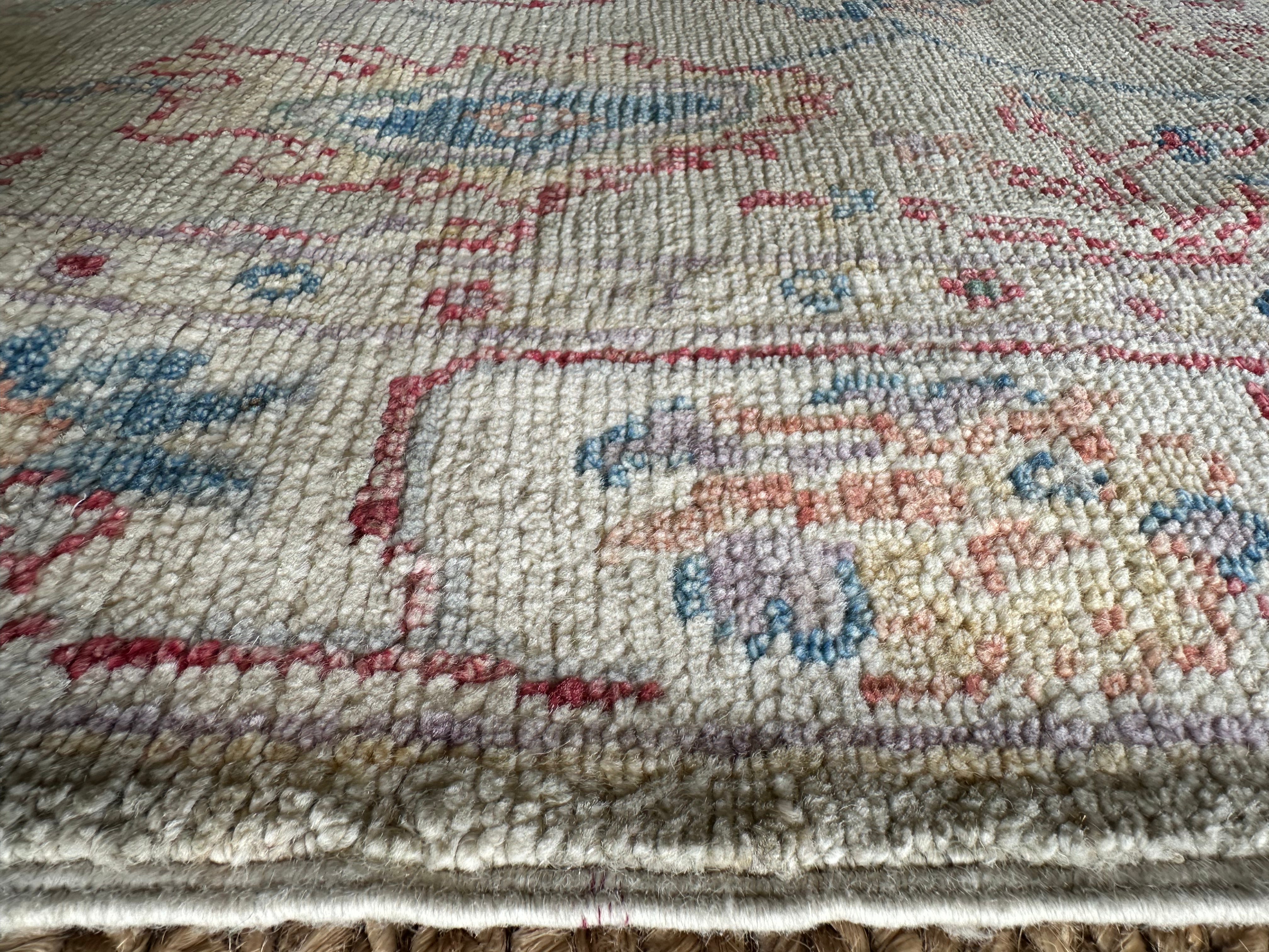 Nikki Sandler 2.7x8.11 Grey Red Whitewashed Afghani Oushak Runner