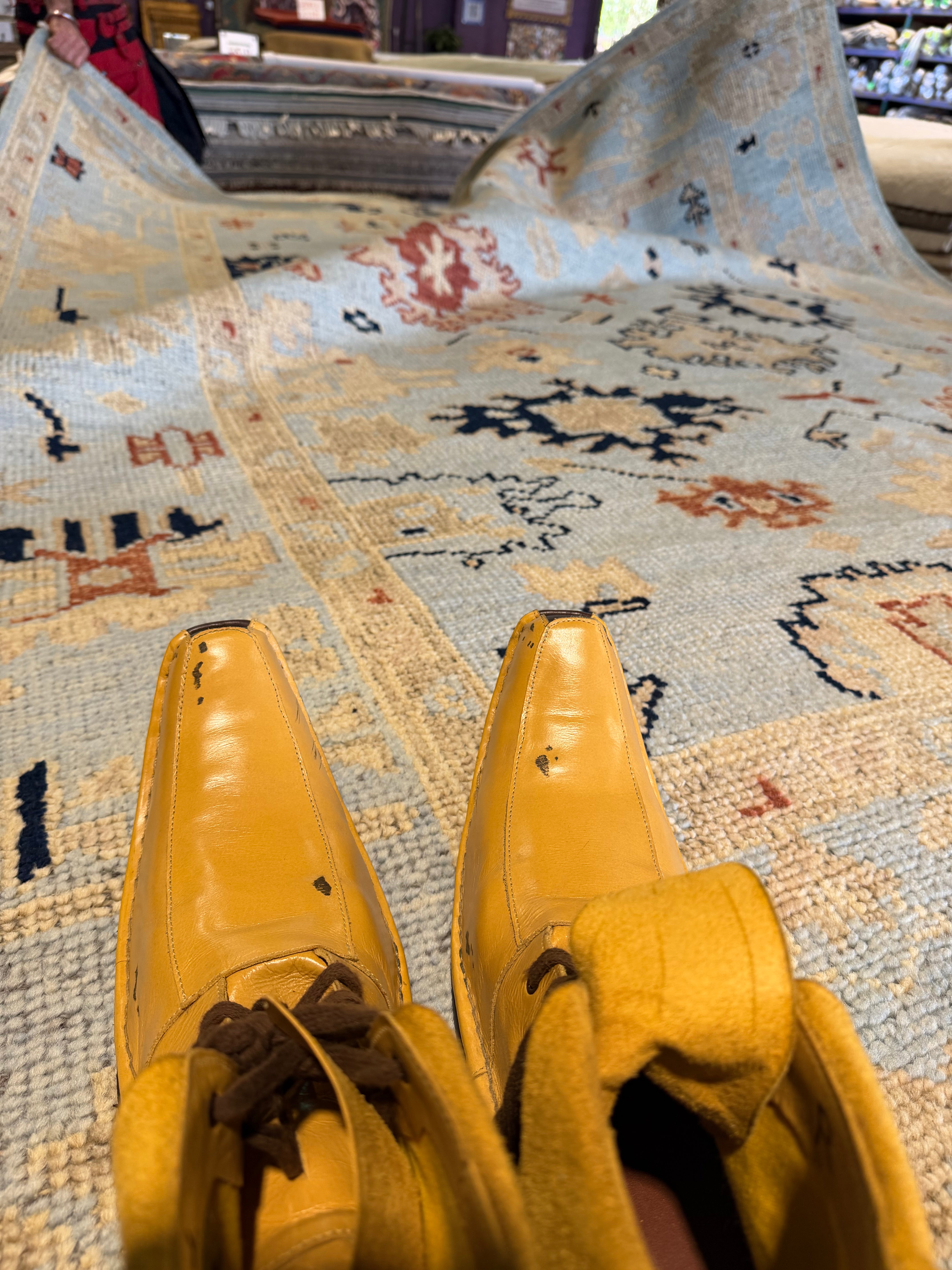 Kelly Bean 8x10 Blue Hand-Knotted Oushak Rug