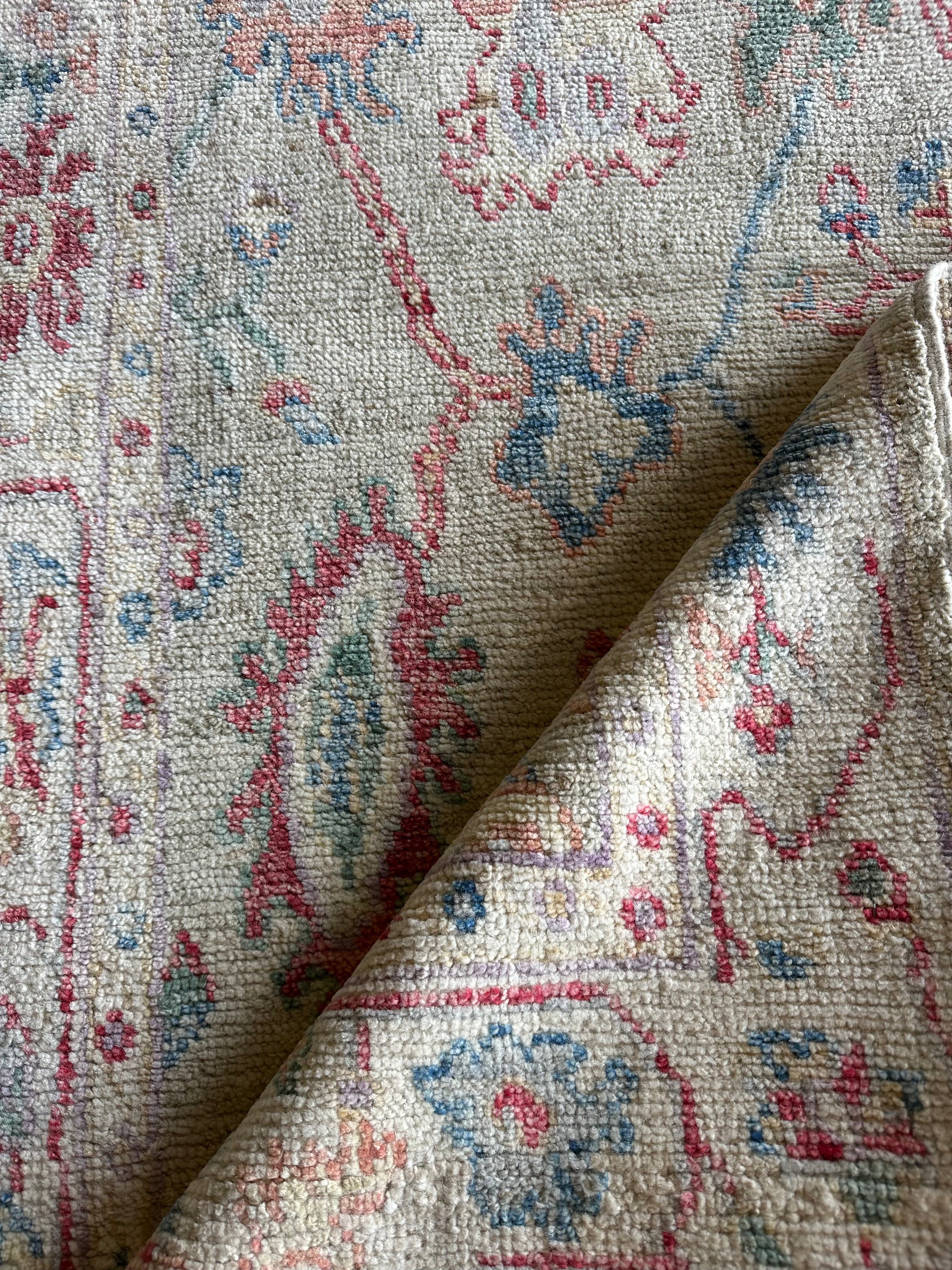 Nikki Sandler 2.7x8.11 Grey Red Whitewashed Afghani Oushak Runner