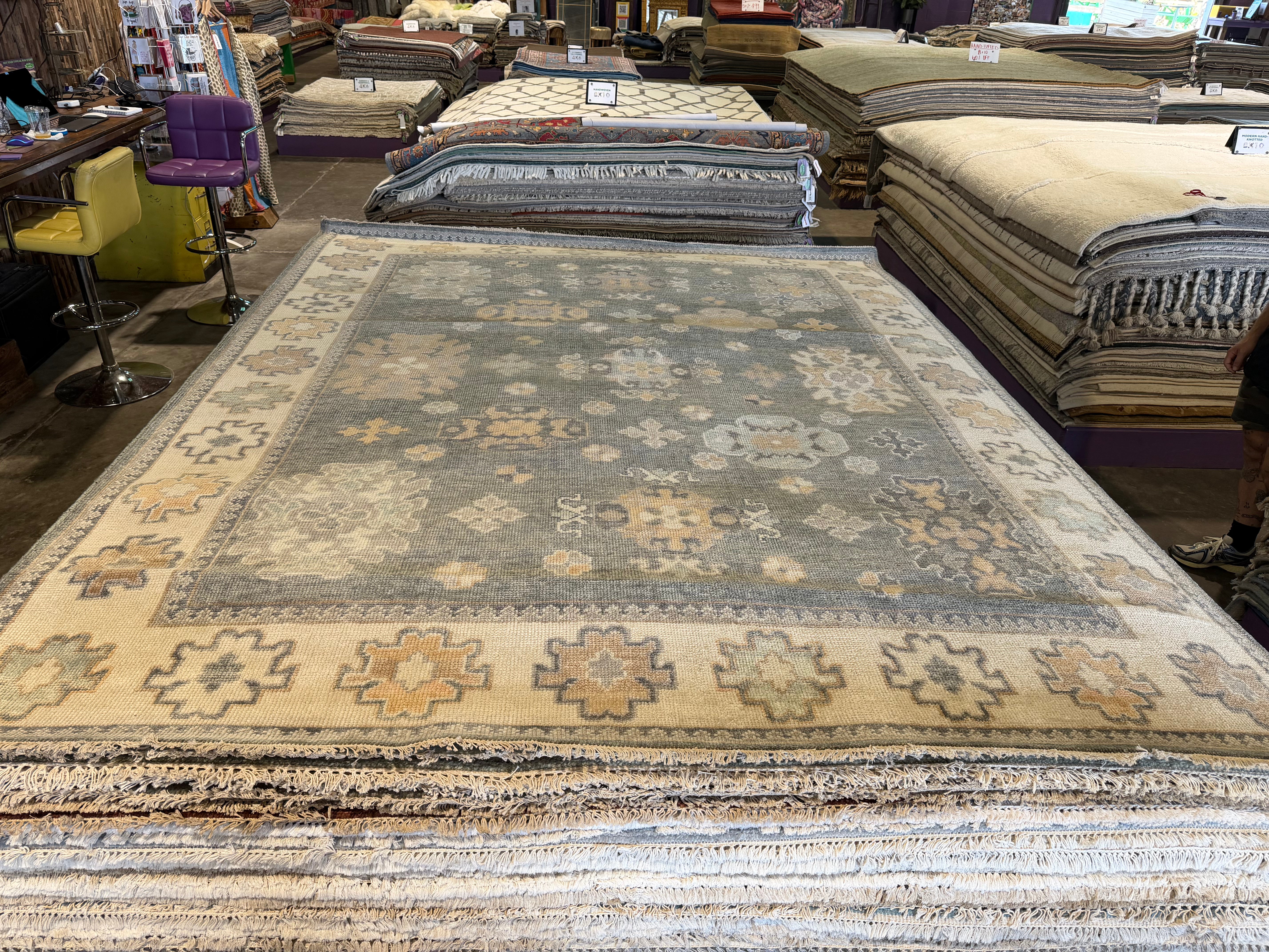 Lauren Buxbaum Gordon 8x10 Grey Hand-Knotted Oushak Rug