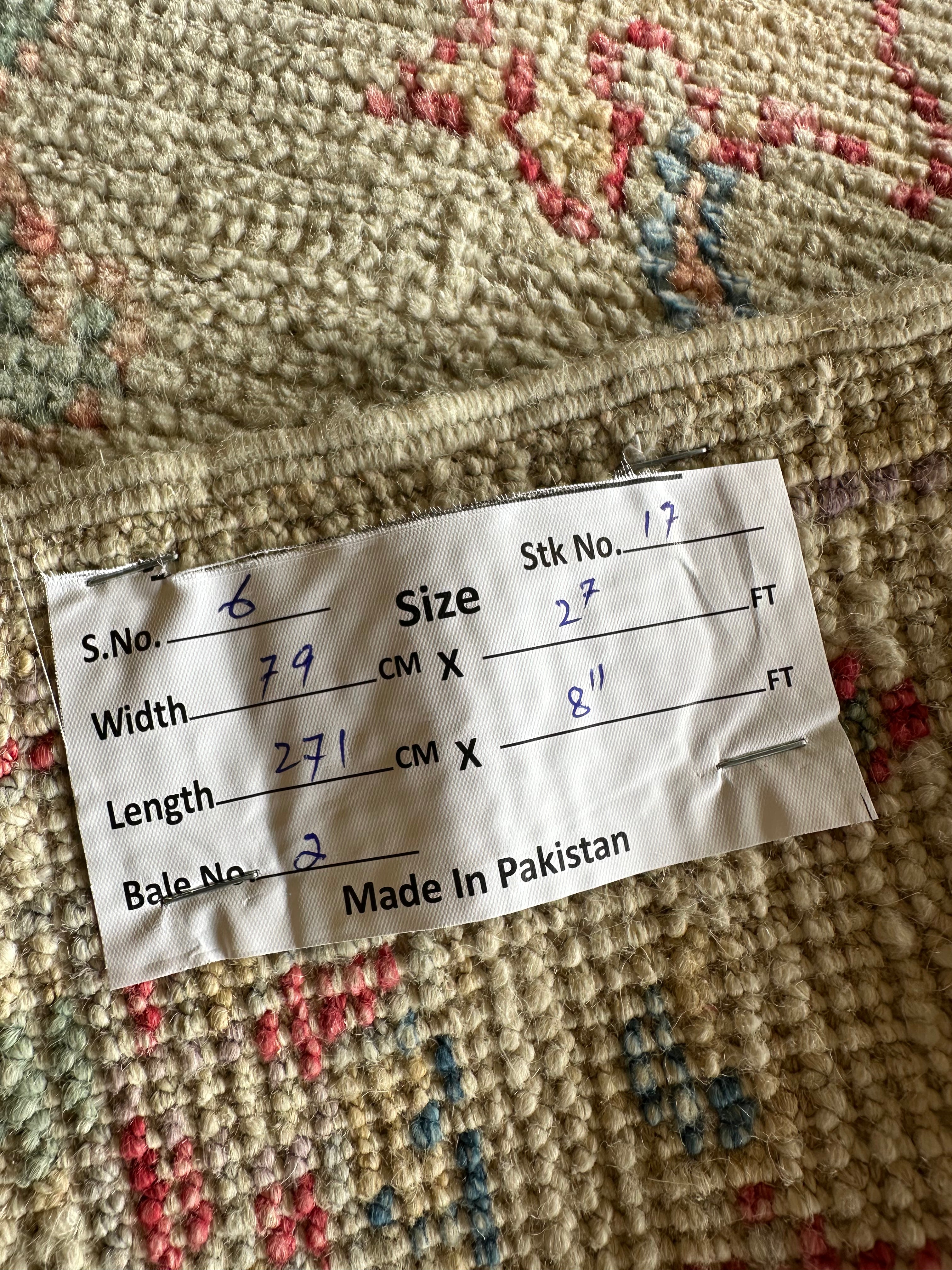 Nikki Sandler 2.7x8.11 Grey Red Whitewashed Afghani Oushak Runner