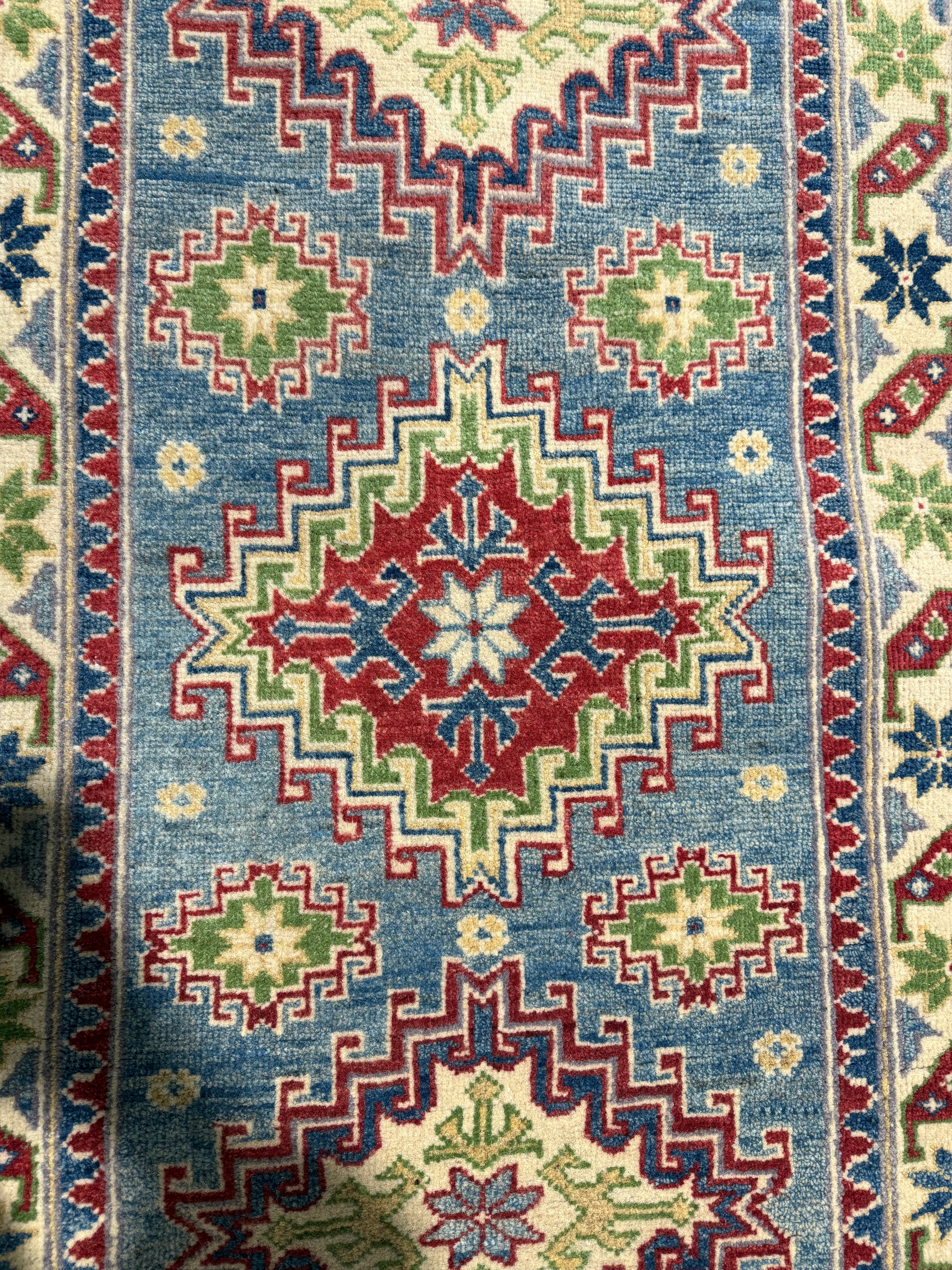 Priah Ferguson 2.9x12.7 Fine Kazak Blue and Green Runner