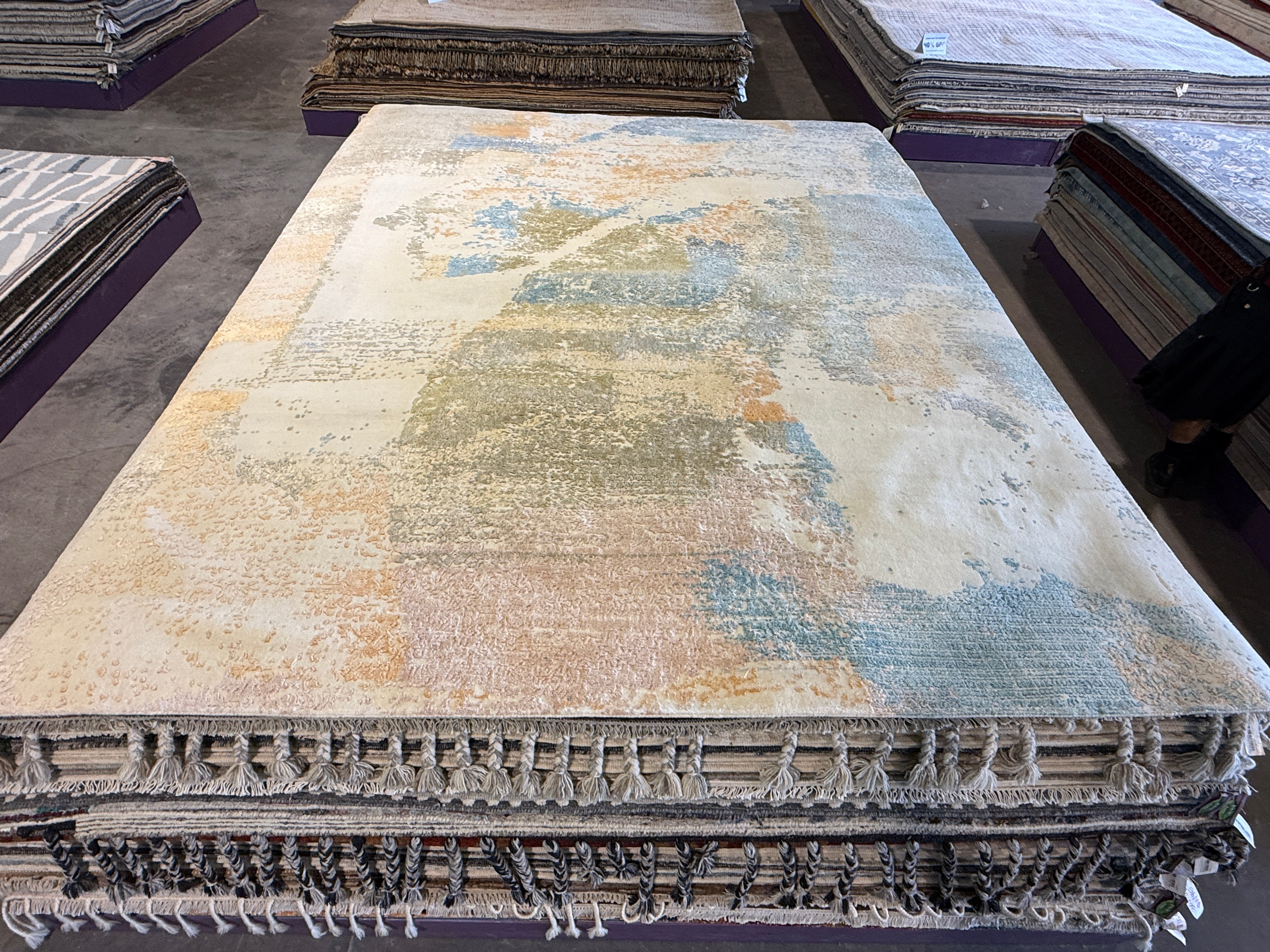 Elio Strafford 9x12 Blue Hand-Knotted Modern Abstract Rug