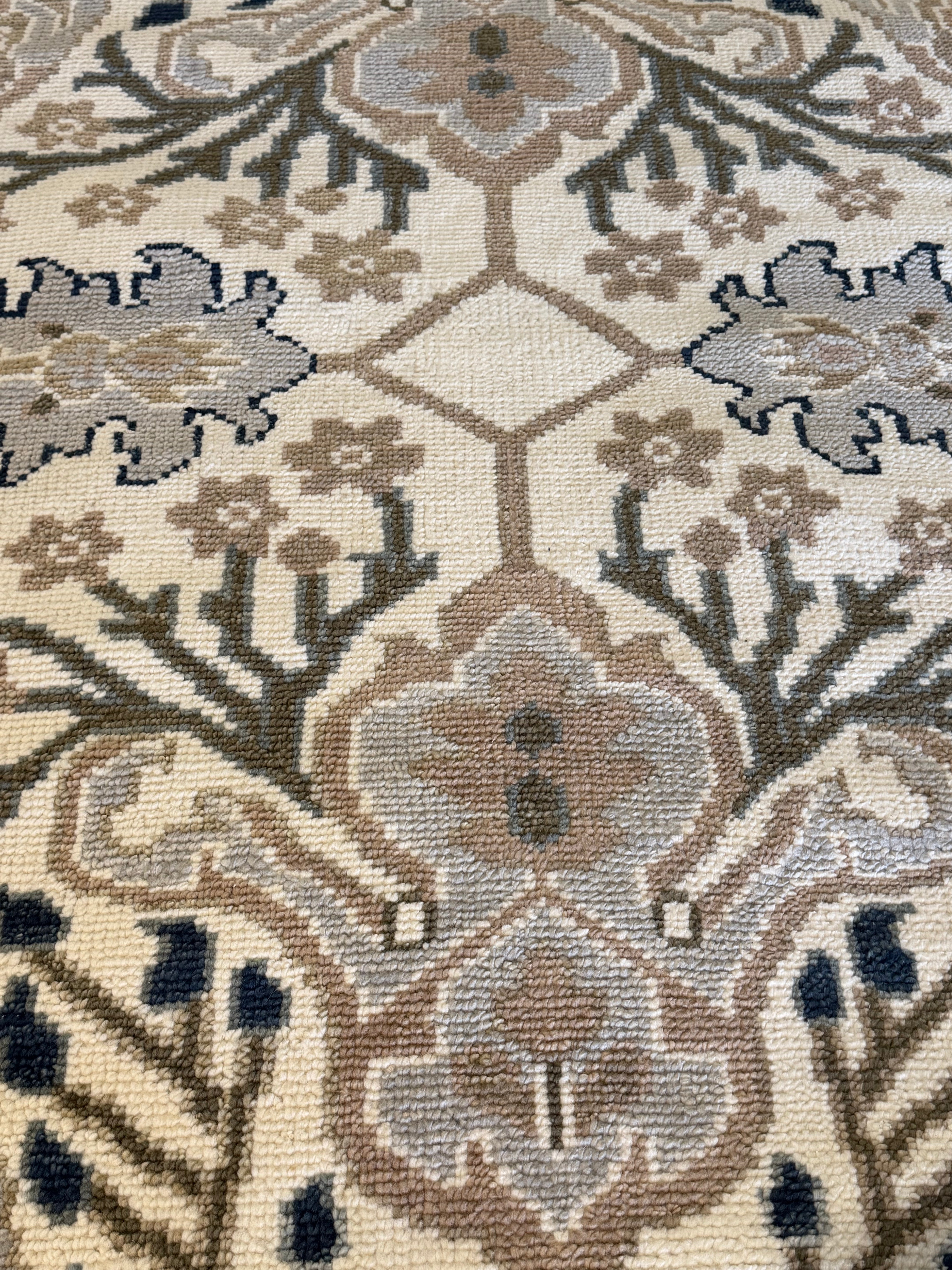 Brandy Putnam  8.3x10 Ivory and Dark Grey Hand-Knotted Oushak Rug