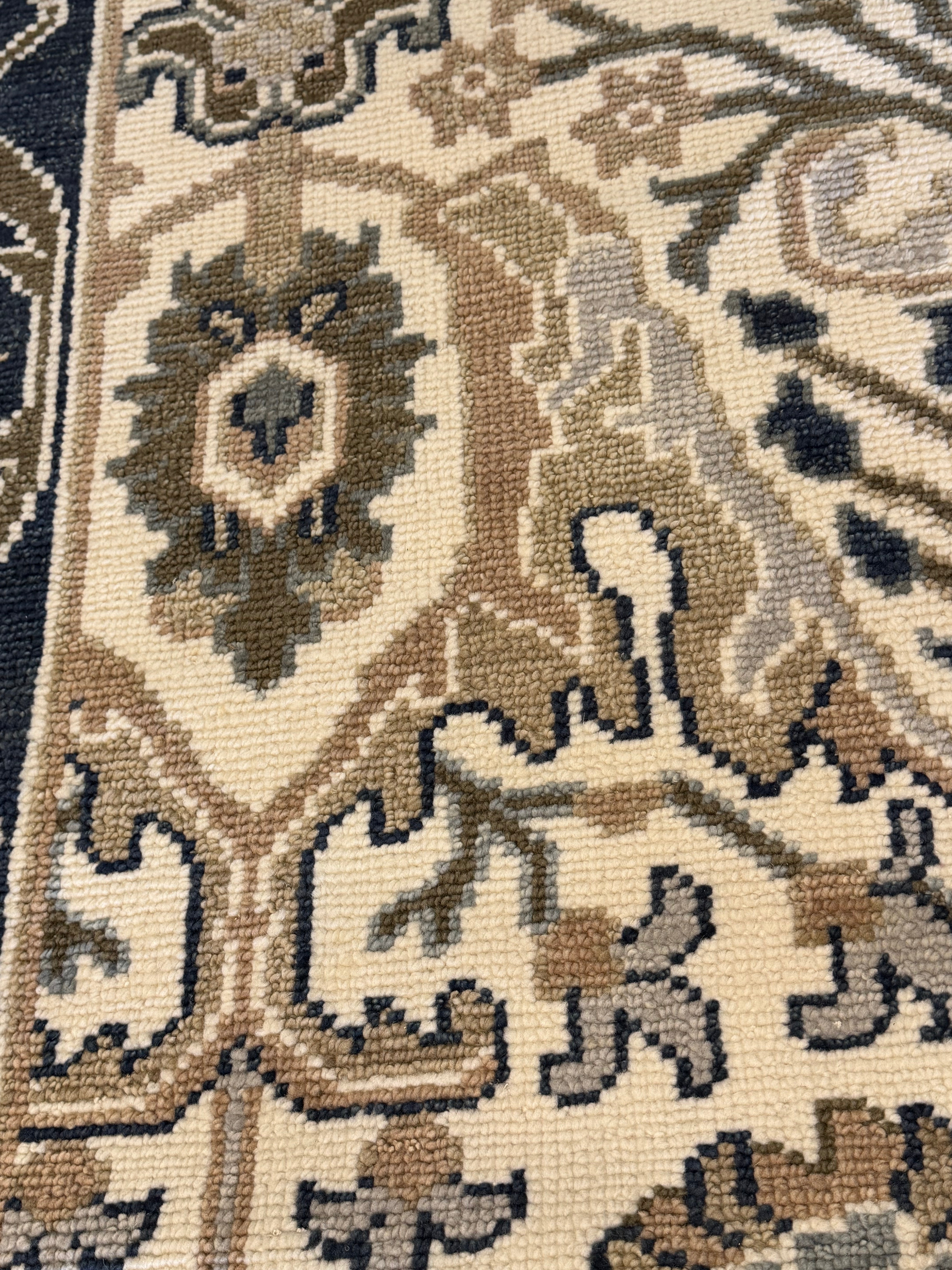 Brandy Putnam  8.3x10 Ivory and Dark Grey Hand-Knotted Oushak Rug