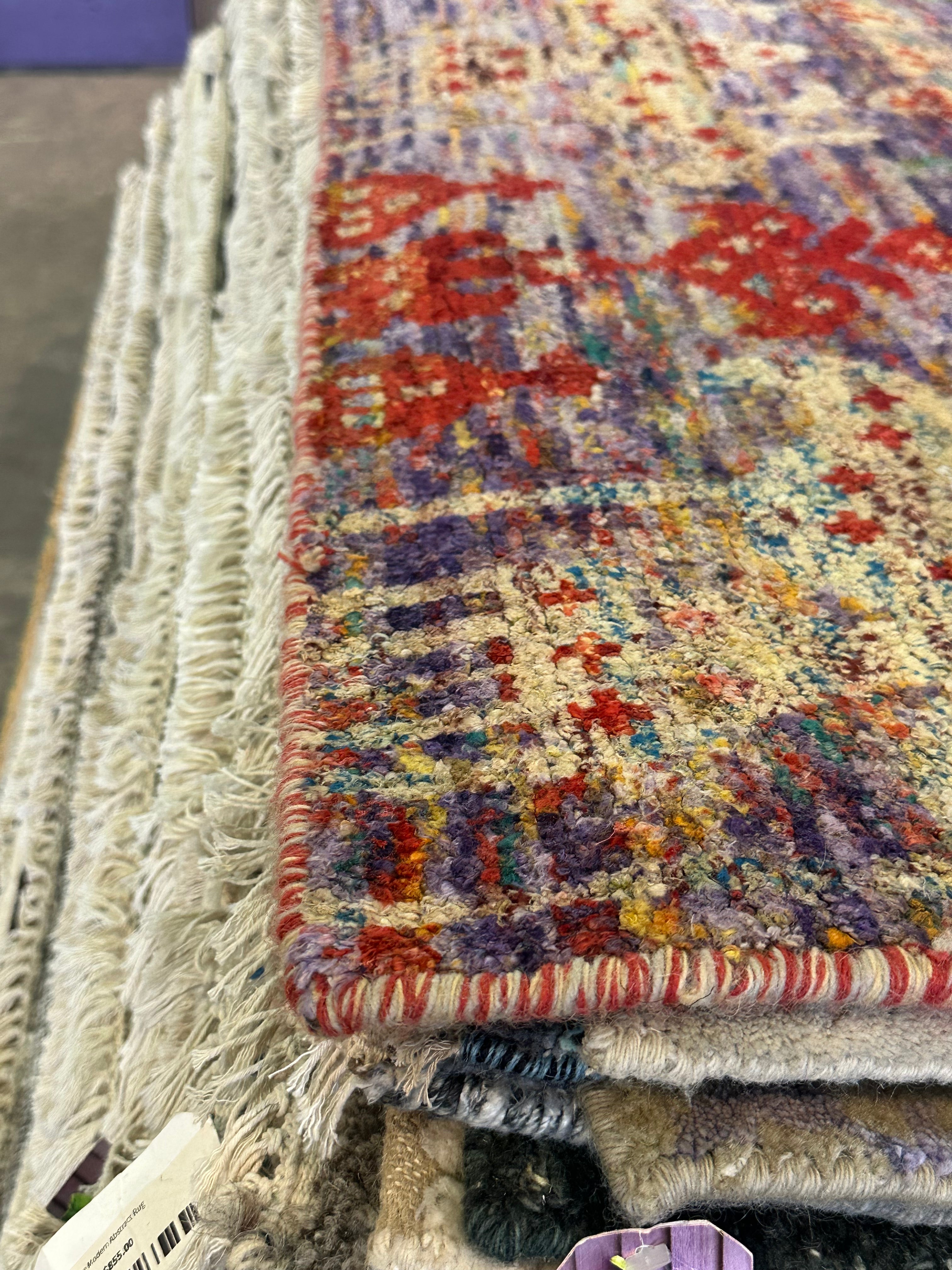 Carlos Sanz Multi-Color 6x8.6 Hand-Knotted Modern Rug