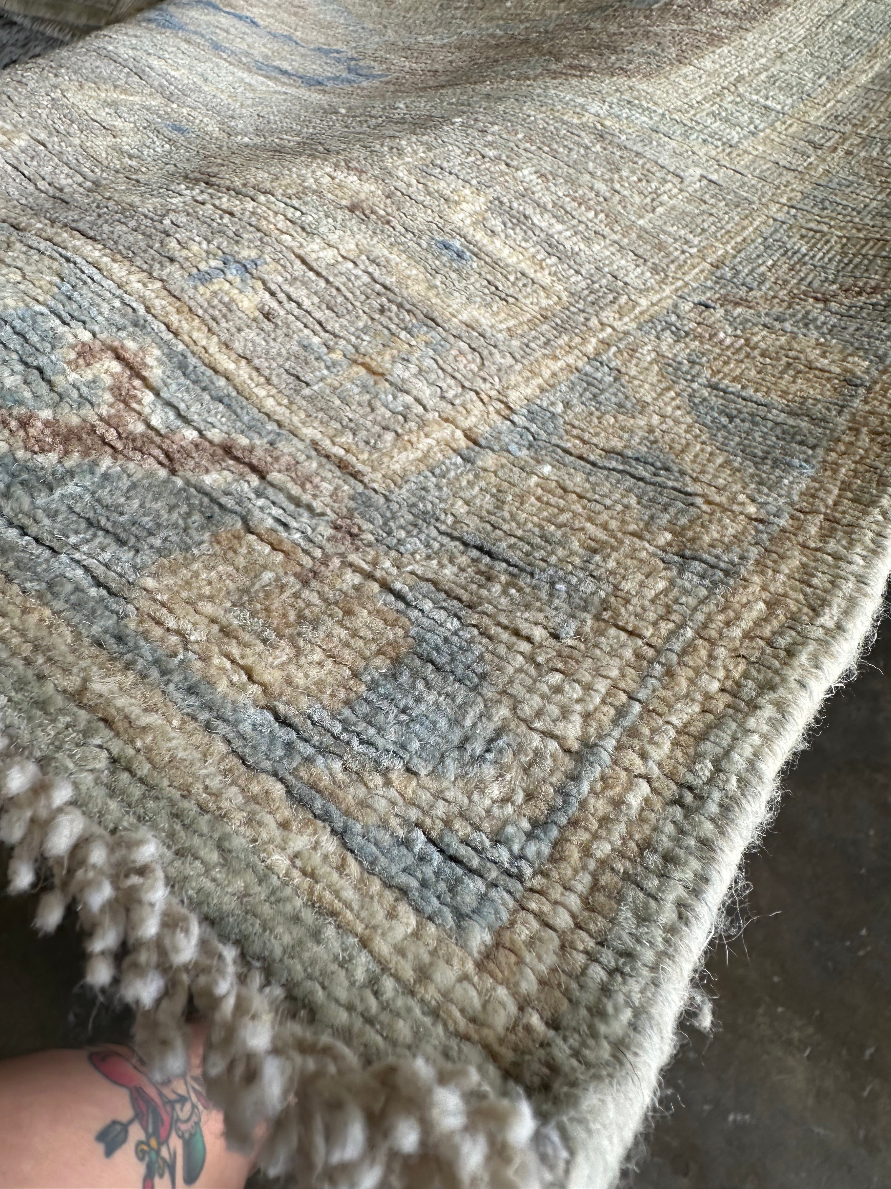 Alanna Bale 3.1x23.5 Grey Blue Whitewashed Afghani Oushak Runner