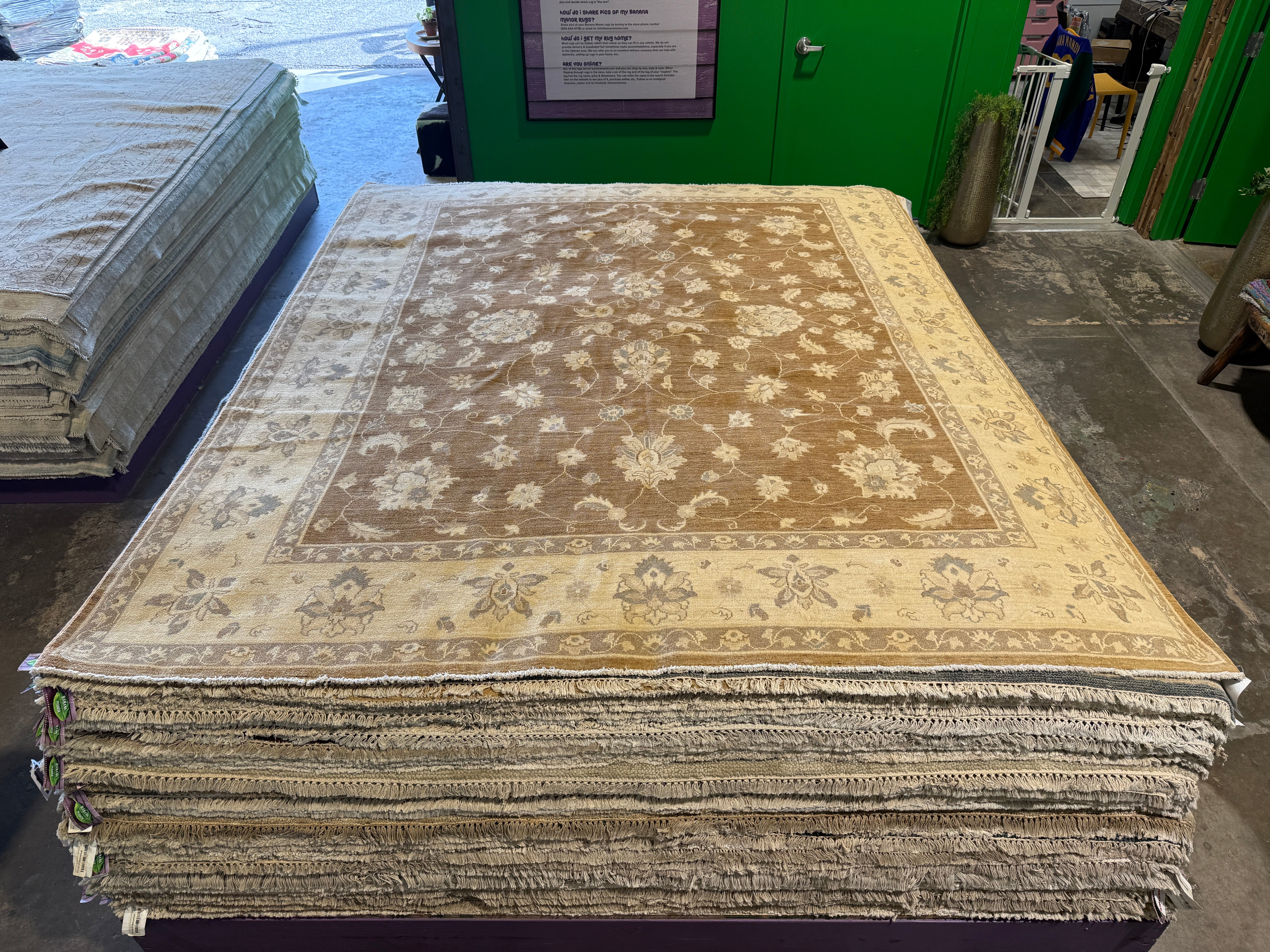 Cara Buono 8x9.8 Afghani Oushak Brown Rug